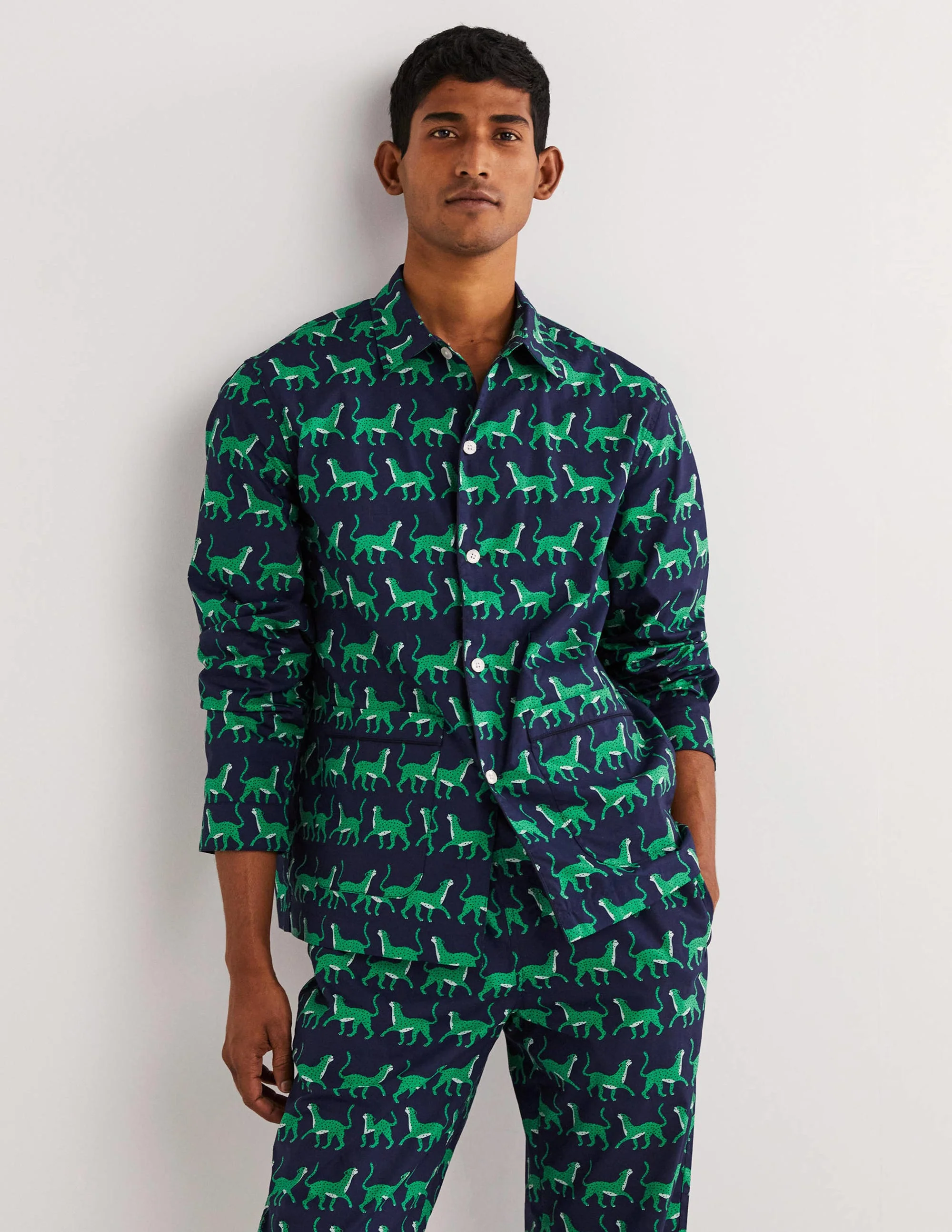 Woven Pyjama Set-Navy Leopards - Image 5