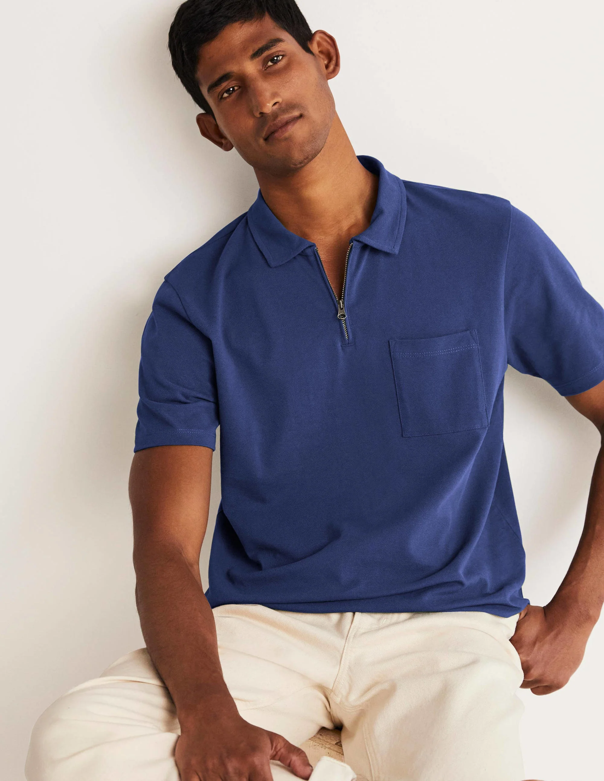 Zip Polo-Navy Blue