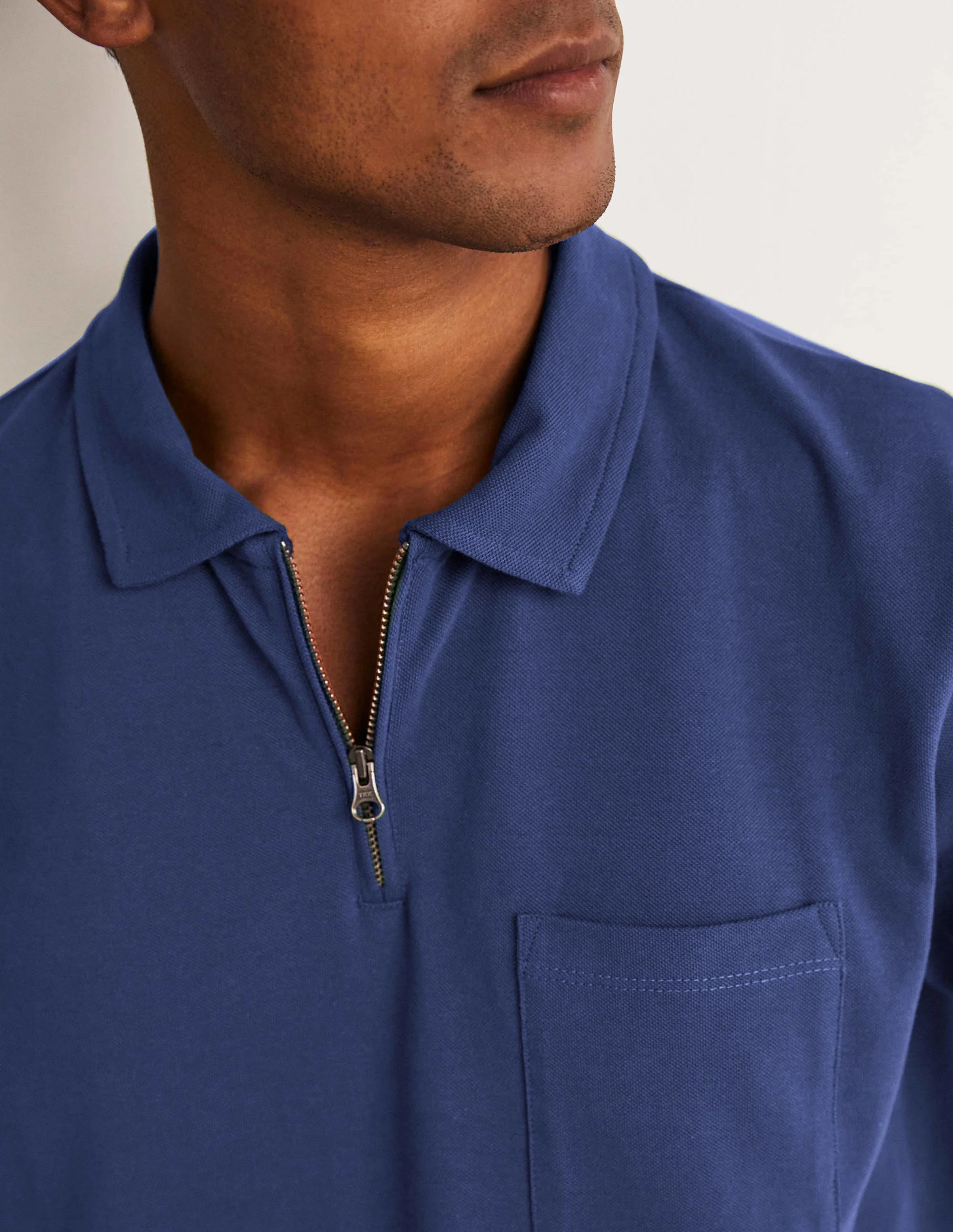 Zip Polo-Navy Blue - Image 2