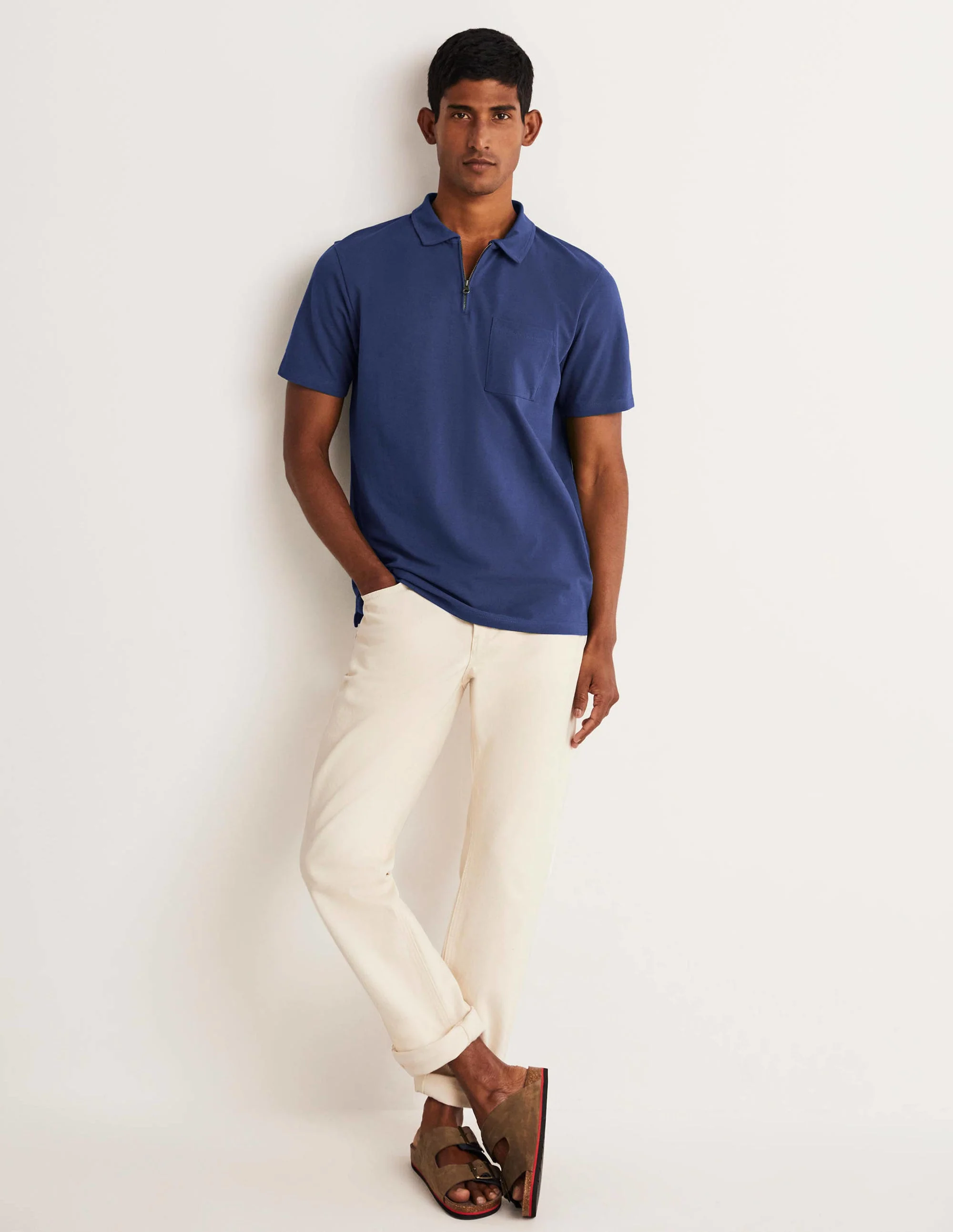 Zip Polo-Navy Blue - Image 4