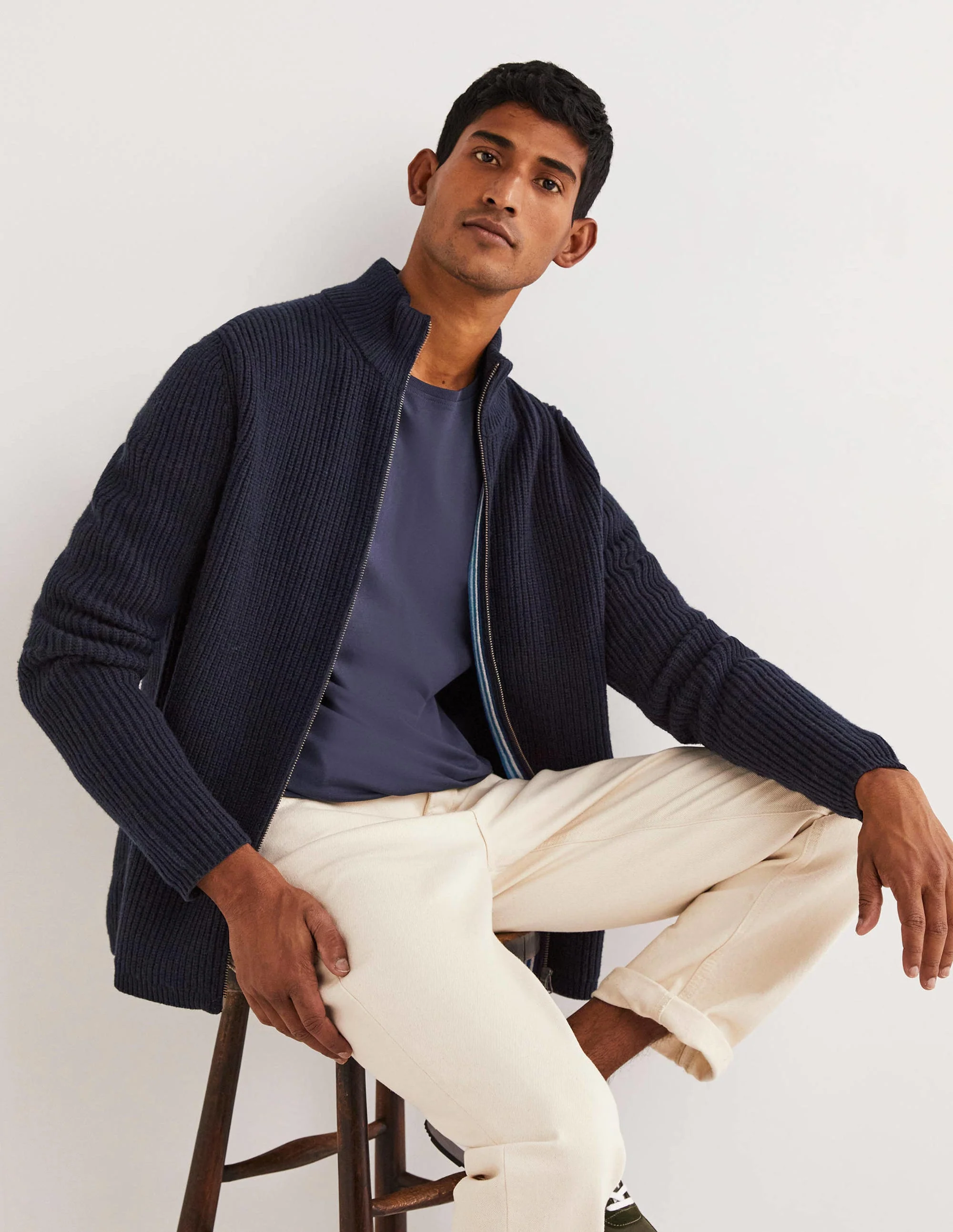 Zip through Cardigan-Navy - Image 4