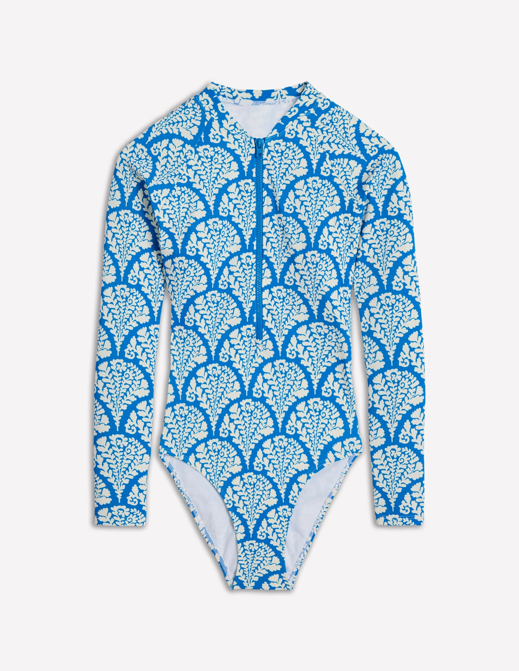 Sporty Raglan Sleeve Swimsuit-Bright Blue, Blossomy - Image 7