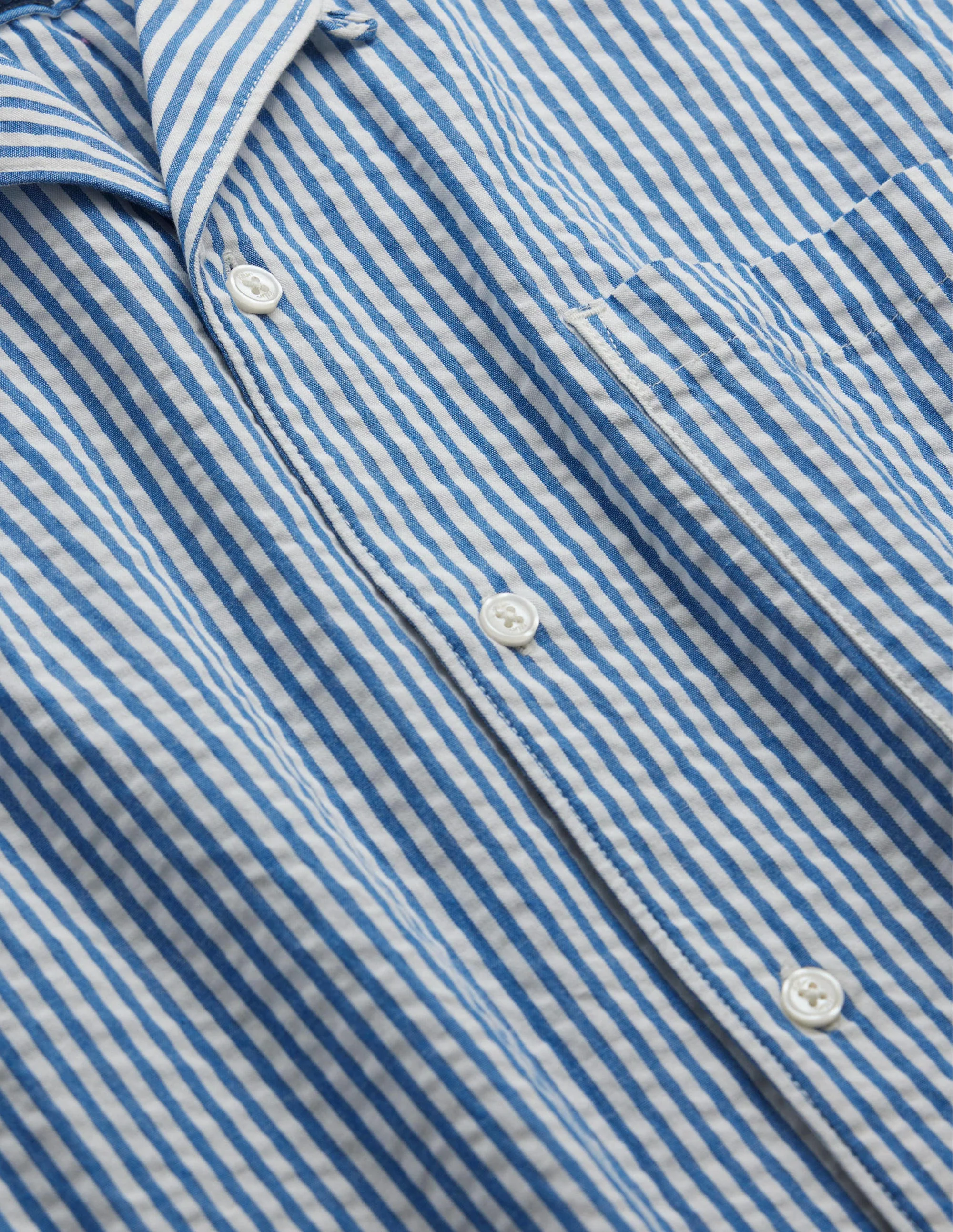 Textured Revere Collar Shirt-China Blue/Ivory Stripe - Image 6