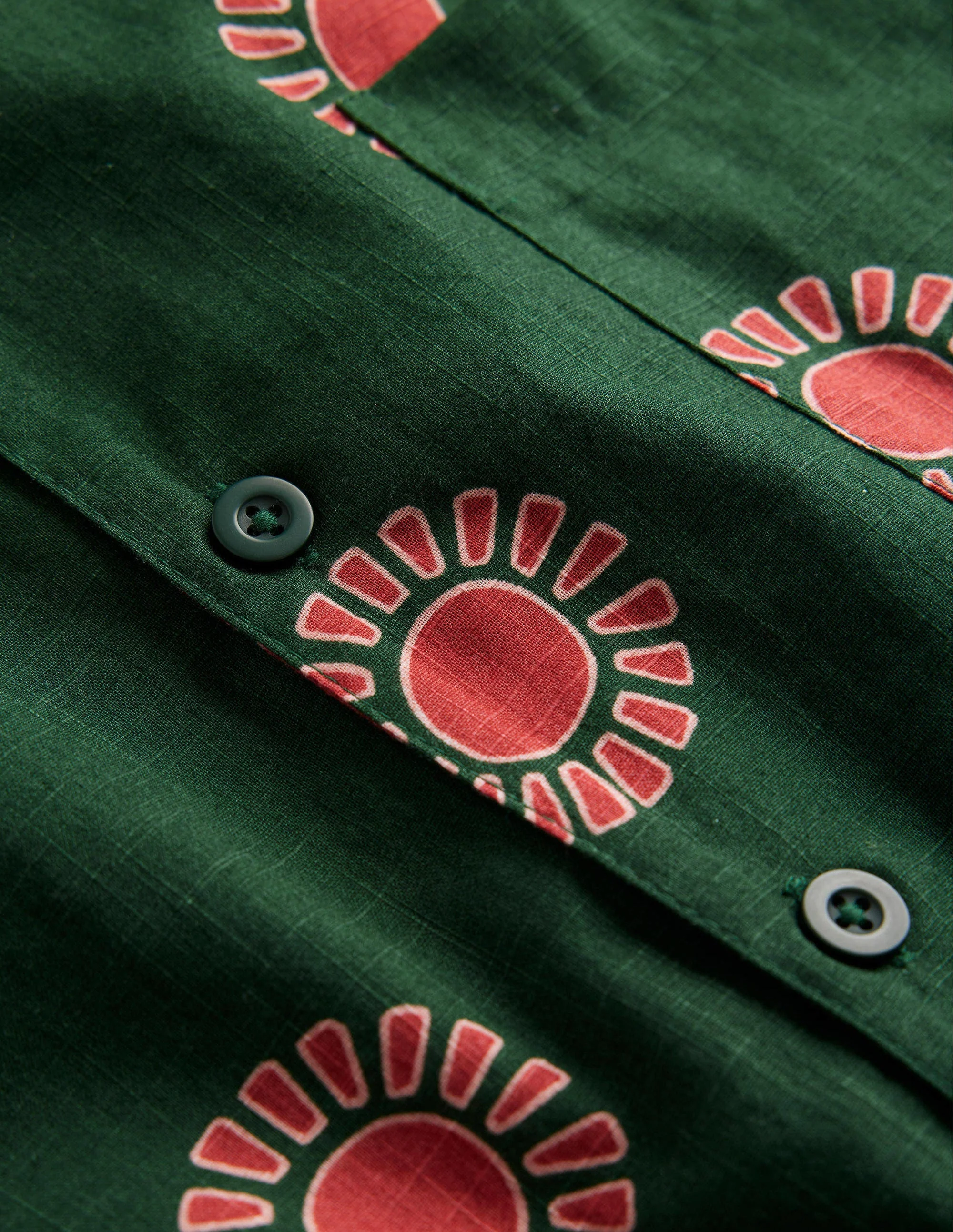 Textured Revere Collar Shirt-Palm Leaf Sun Print - Image 6
