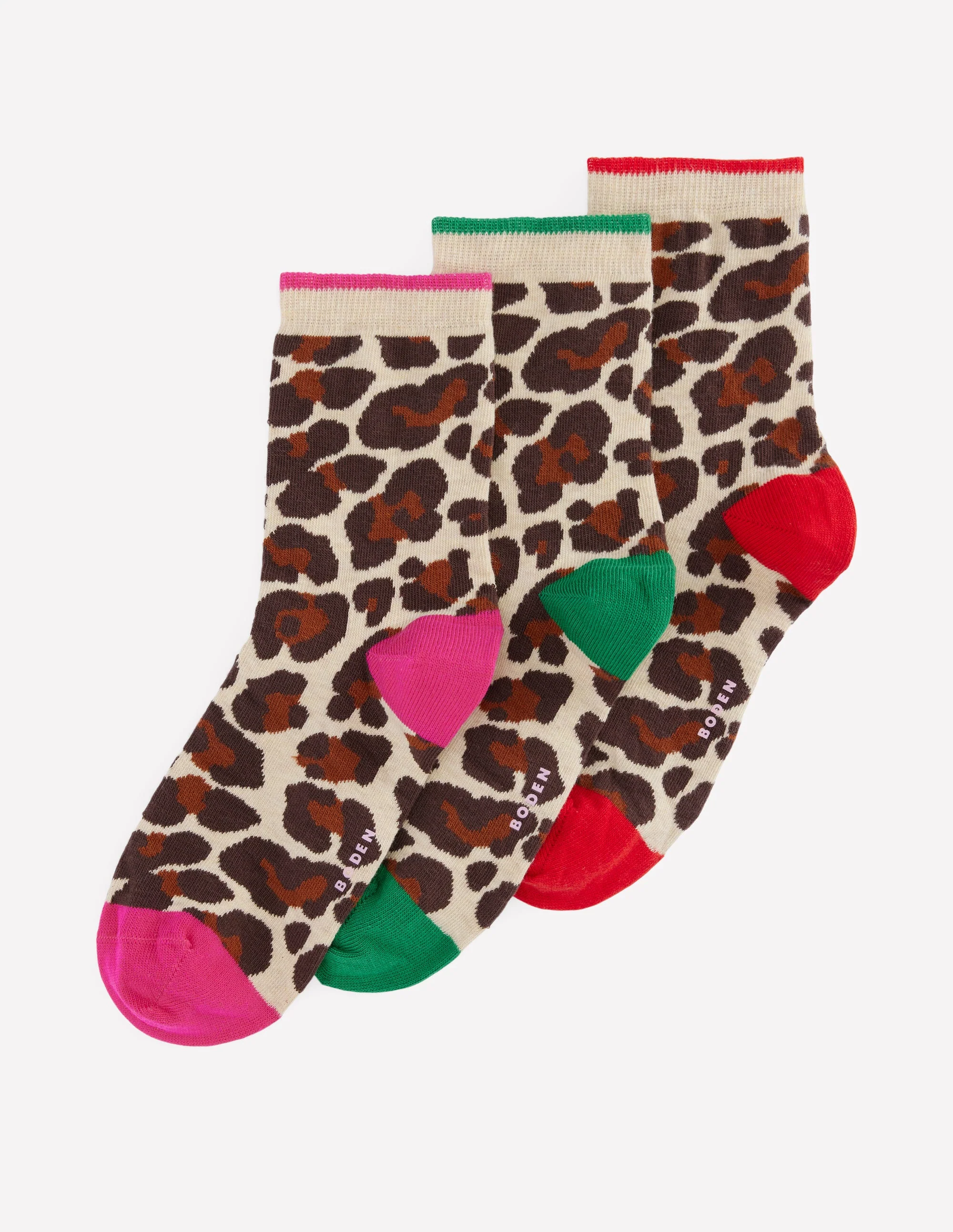 3 Pack Novelty Socks-Leopard Multi - Image 2