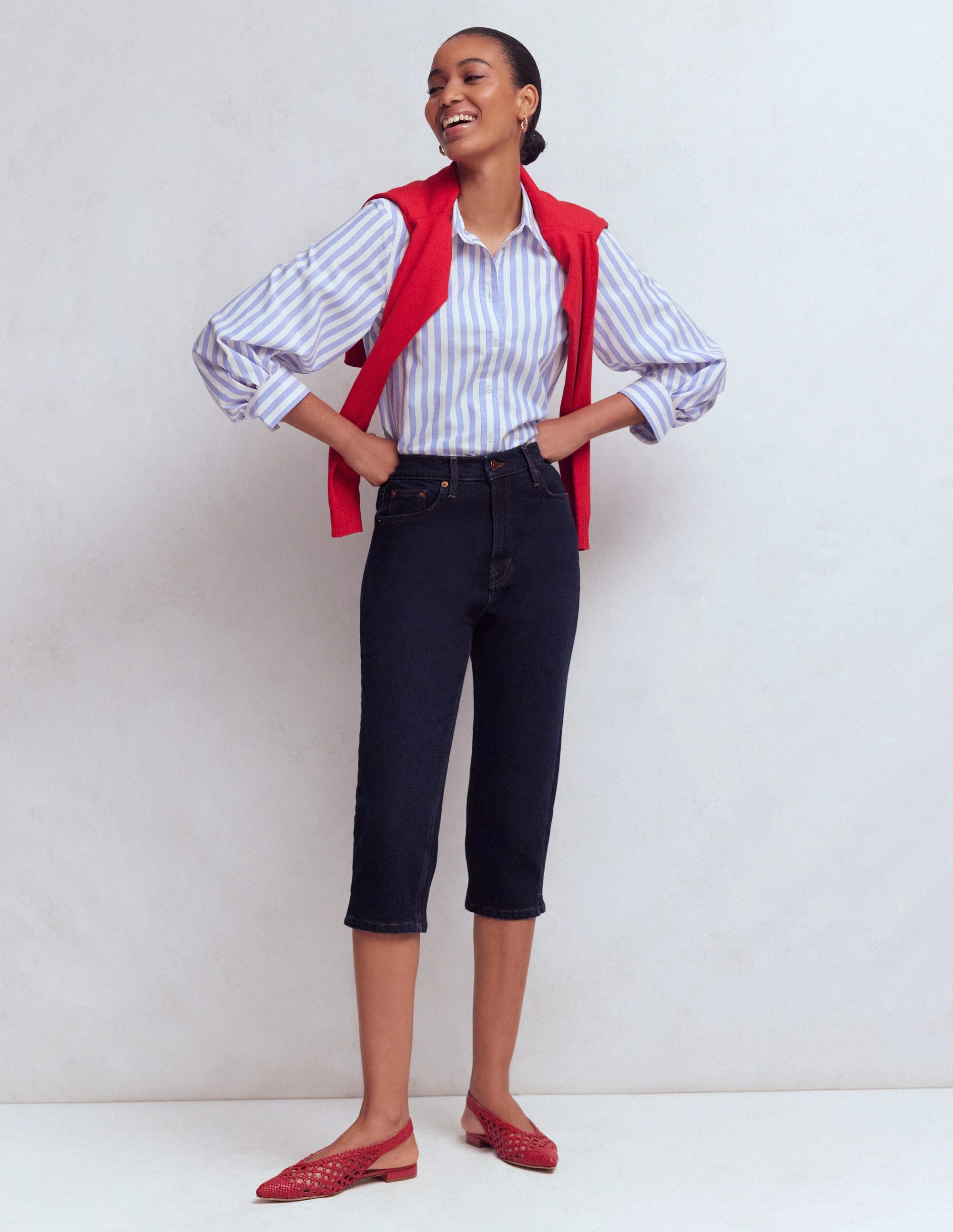 5-pocket Capri Jeans-Indigo