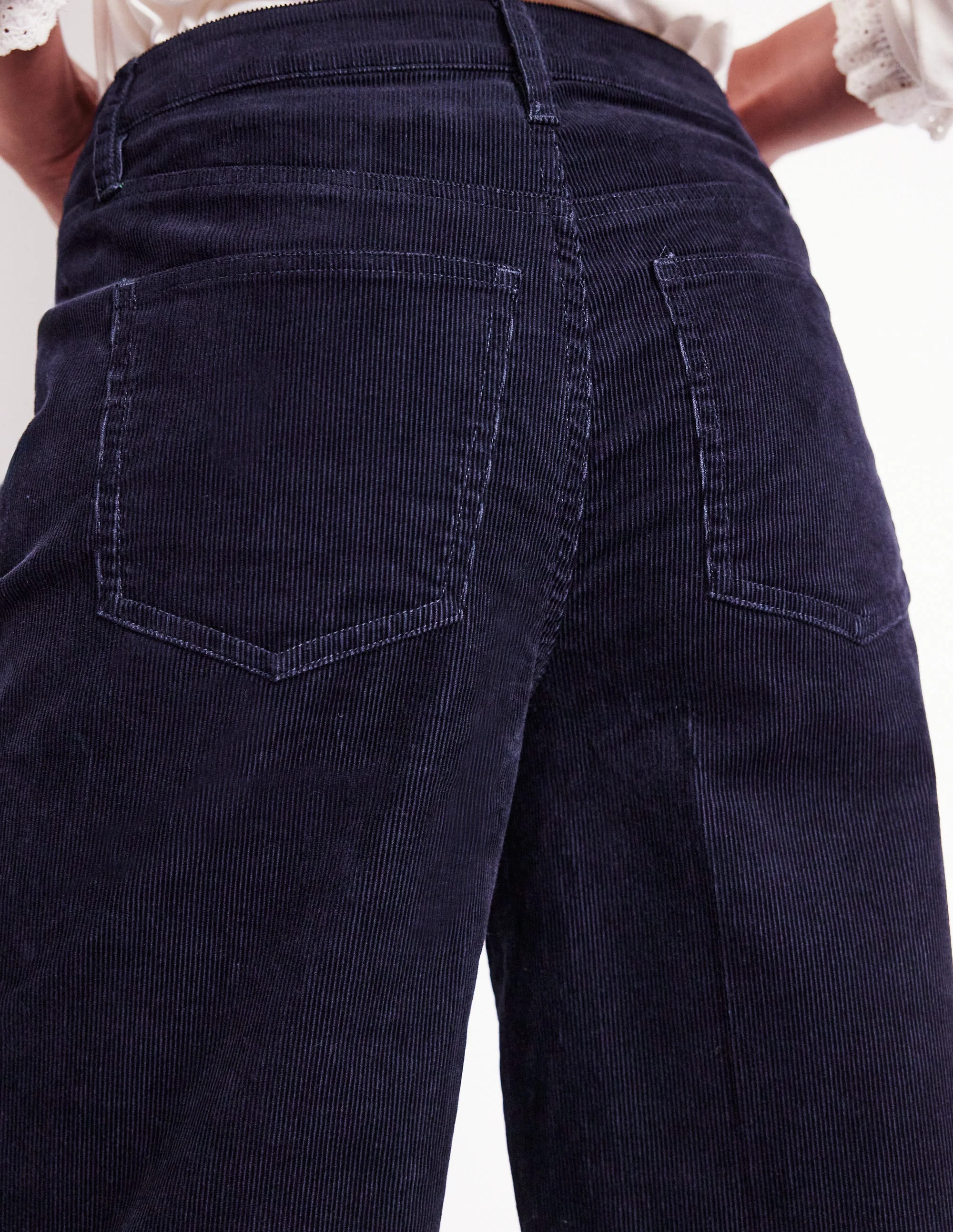 5 Pocket Cord Crop Jeans-Navy - Image 2