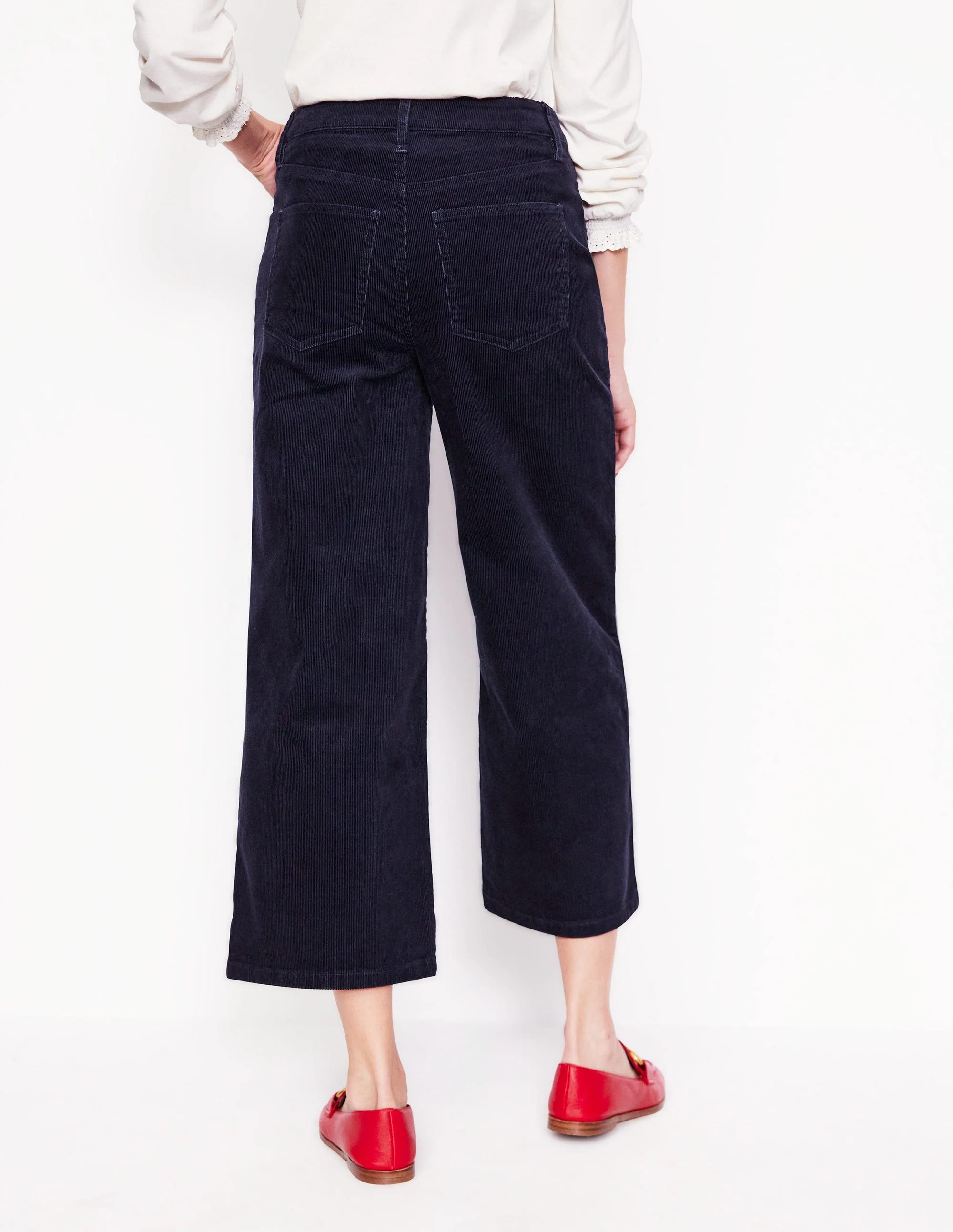 5 Pocket Cord Crop Jeans-Navy - Image 3