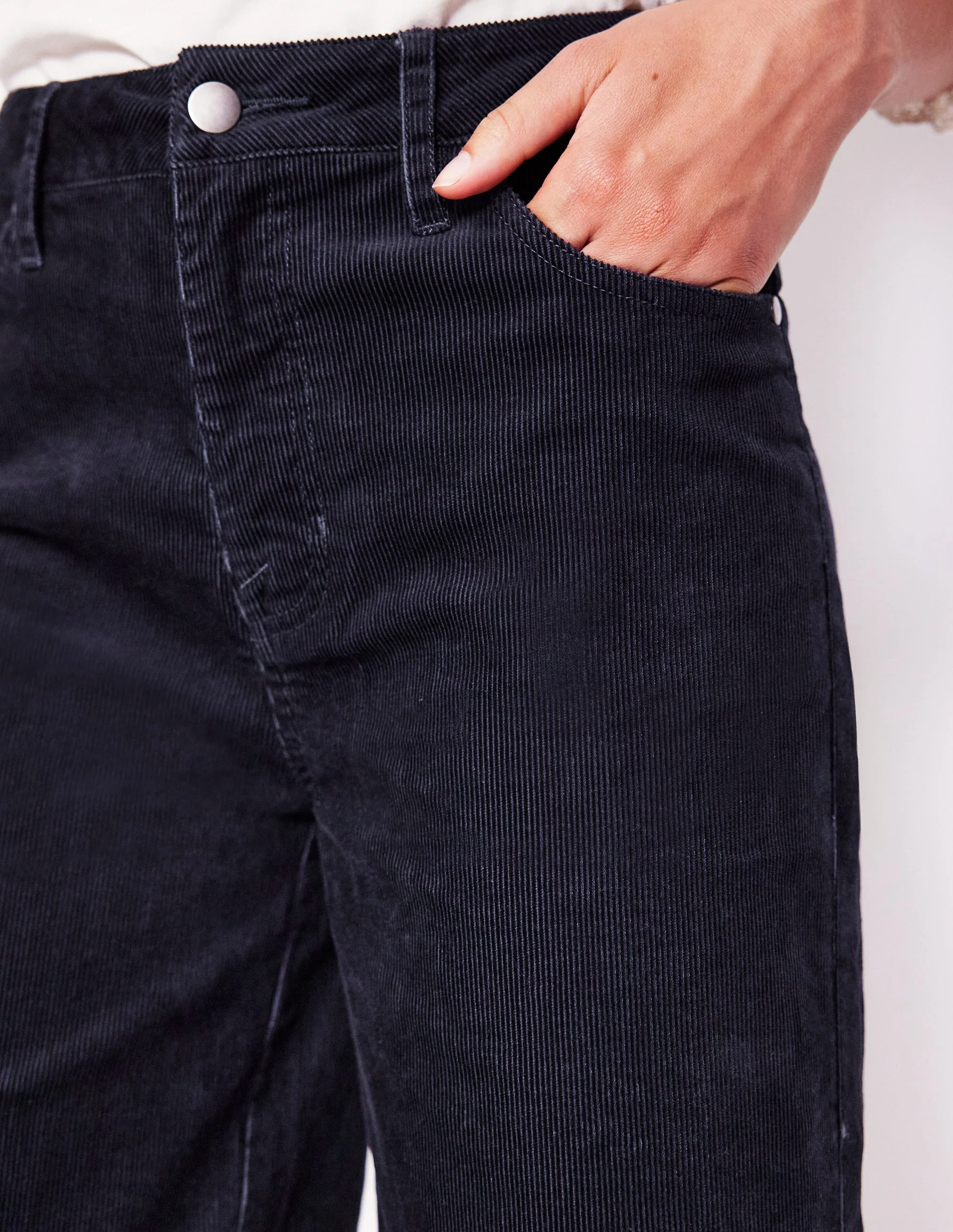 5 Pocket Cord Crop Jeans-Navy - Image 5