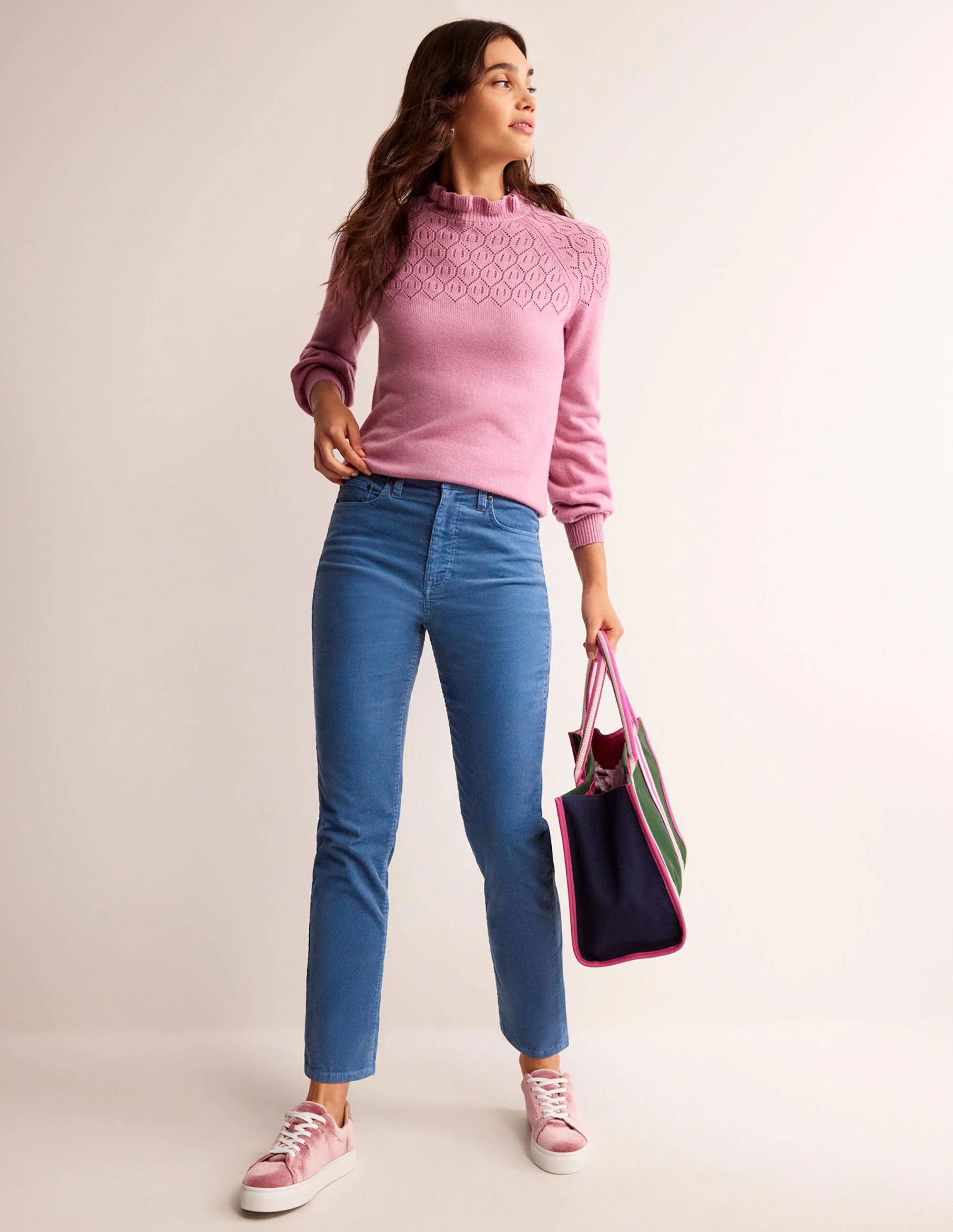 5 Pocket Cord Slim Jeans-Azure