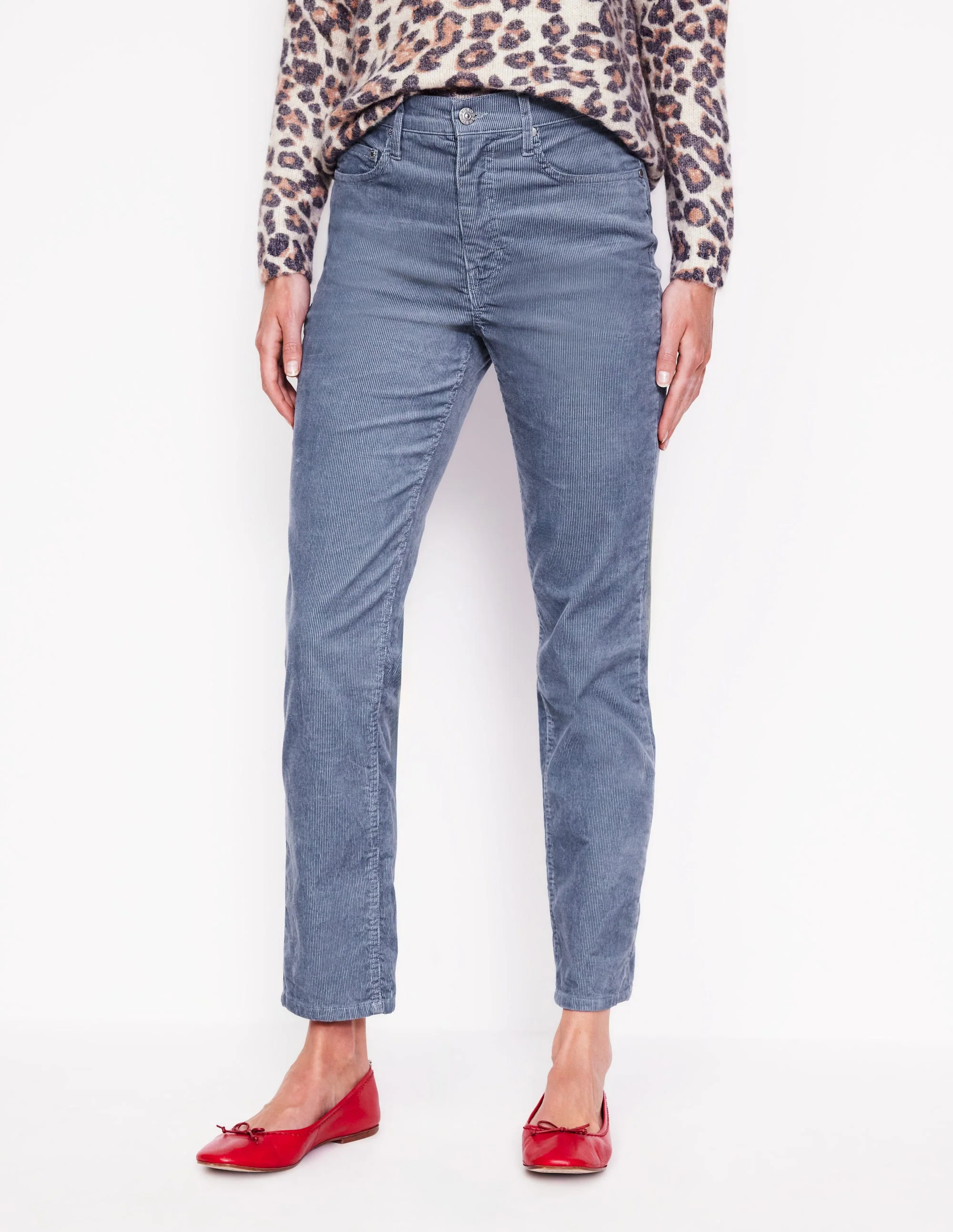 5 Pocket Cord Slim Jeans-Pebble Grey - Image 4