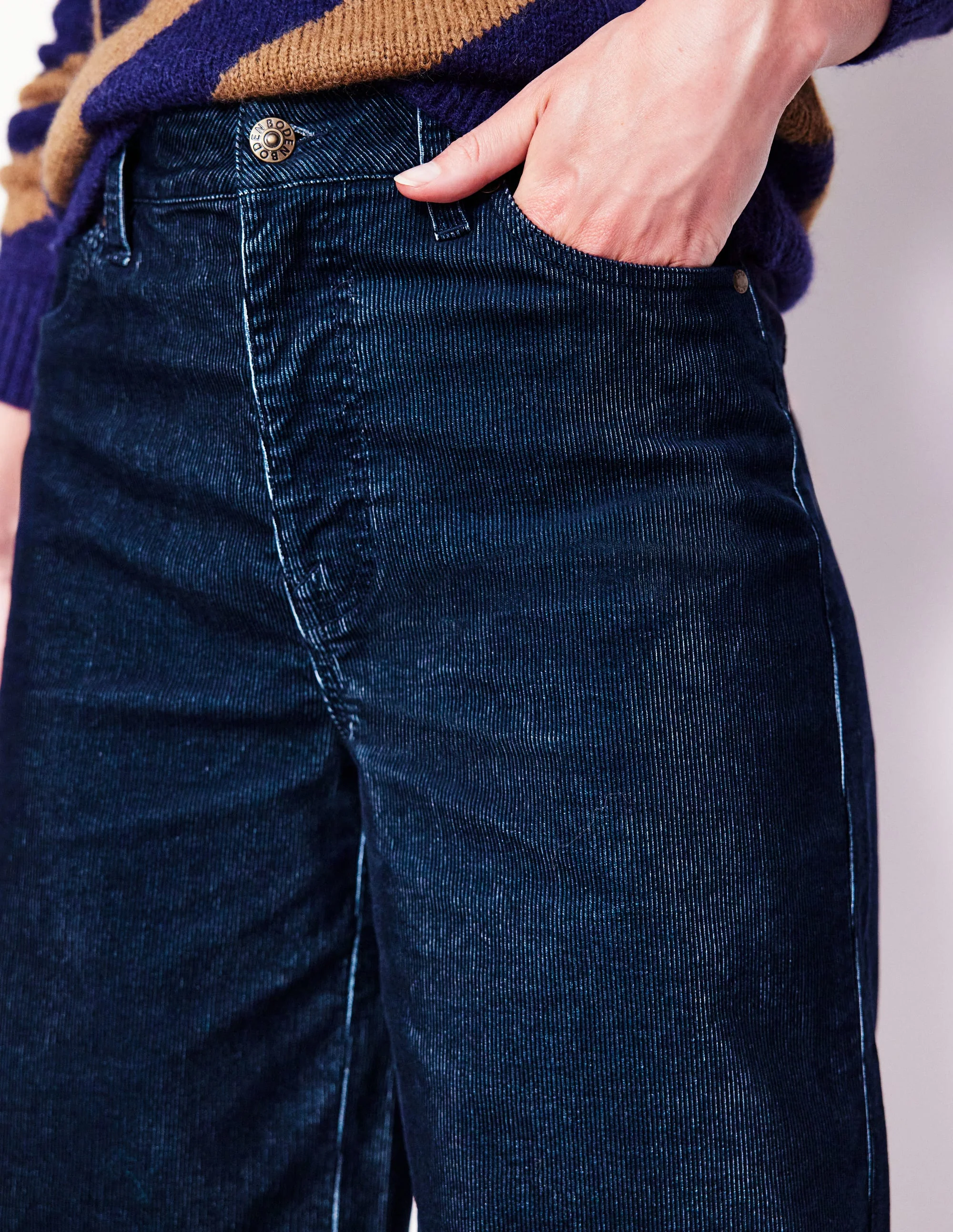 5 Pocket Cord Wide Jeans-Blue Ribbon - Image 2