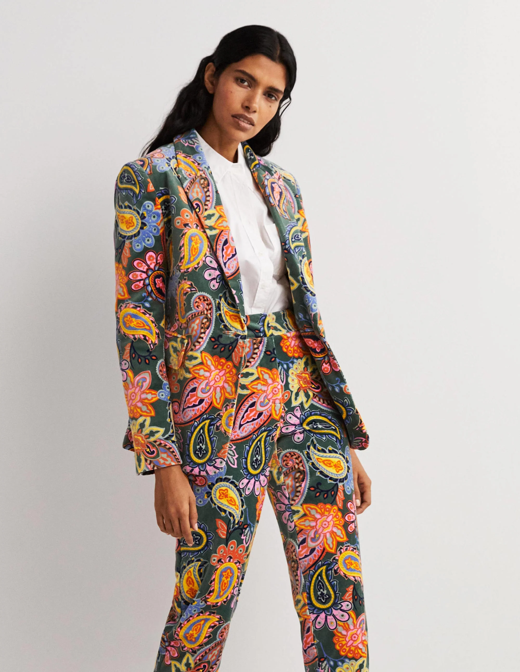 70s Tailored Blazer-Trekking Green, Paisley Charm - Image 6