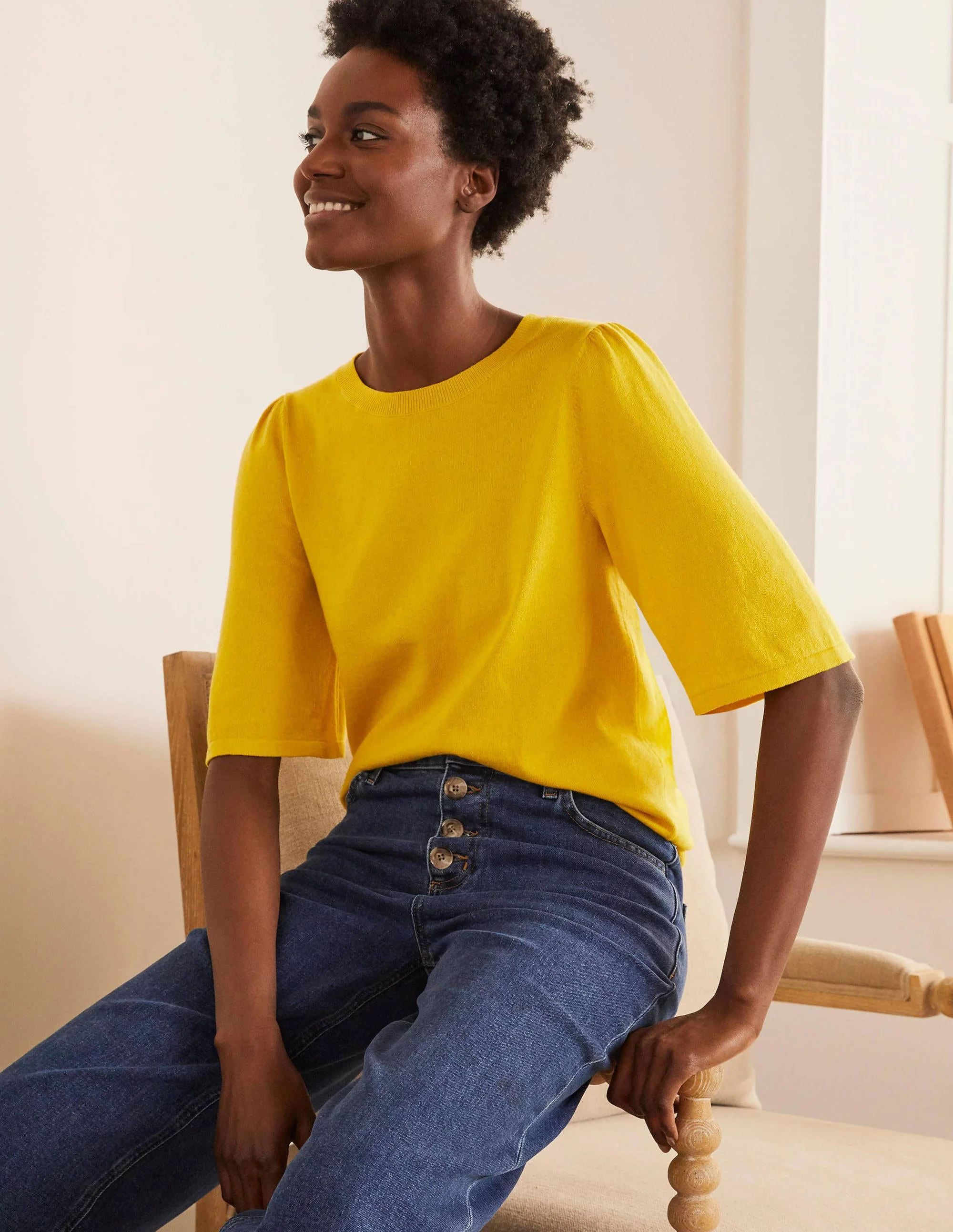 Abbotsbury Knitted Tee-Daffodil - Image 2