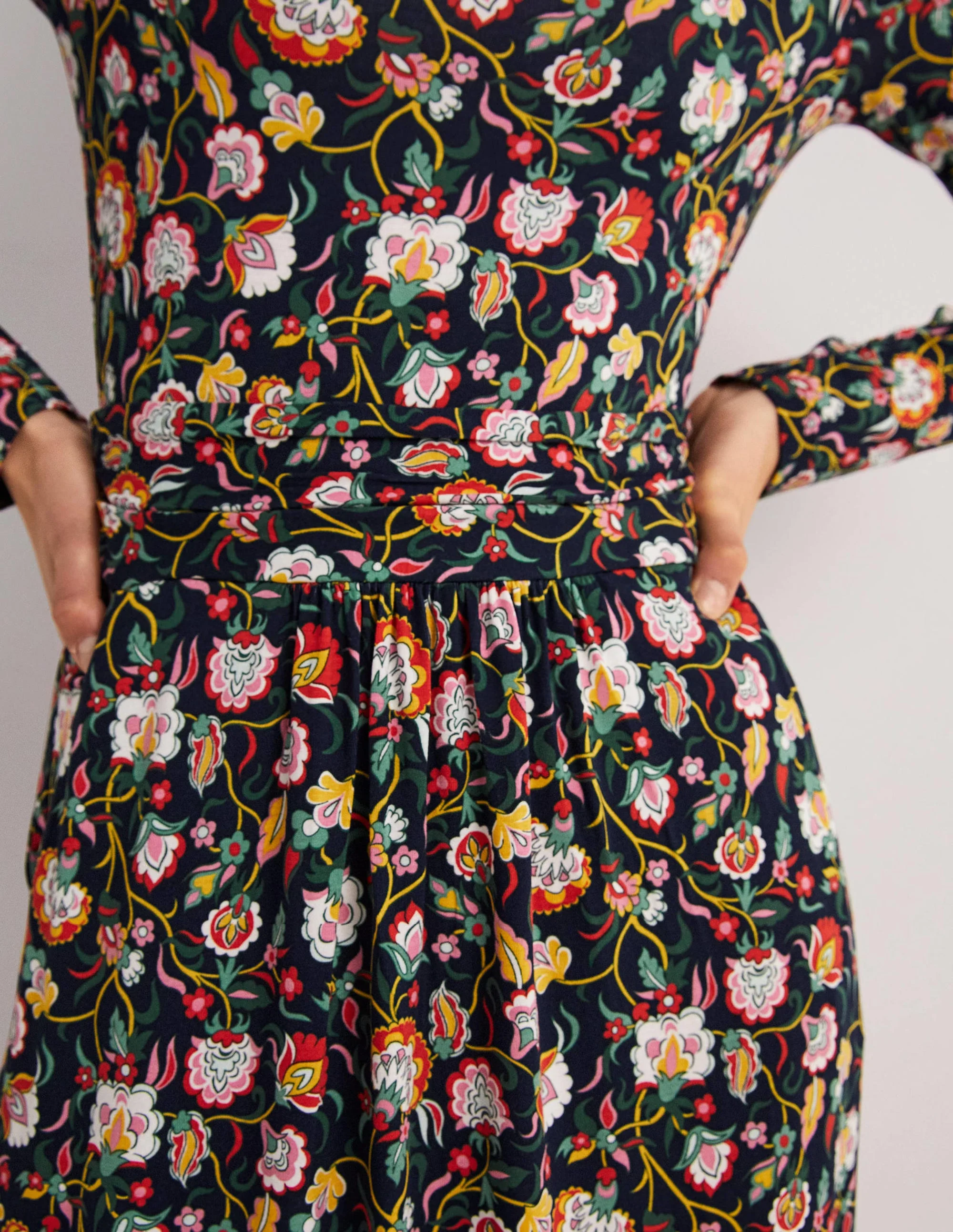 Abigail Jersey Dress-French Navy, Opulent Floral - Image 4
