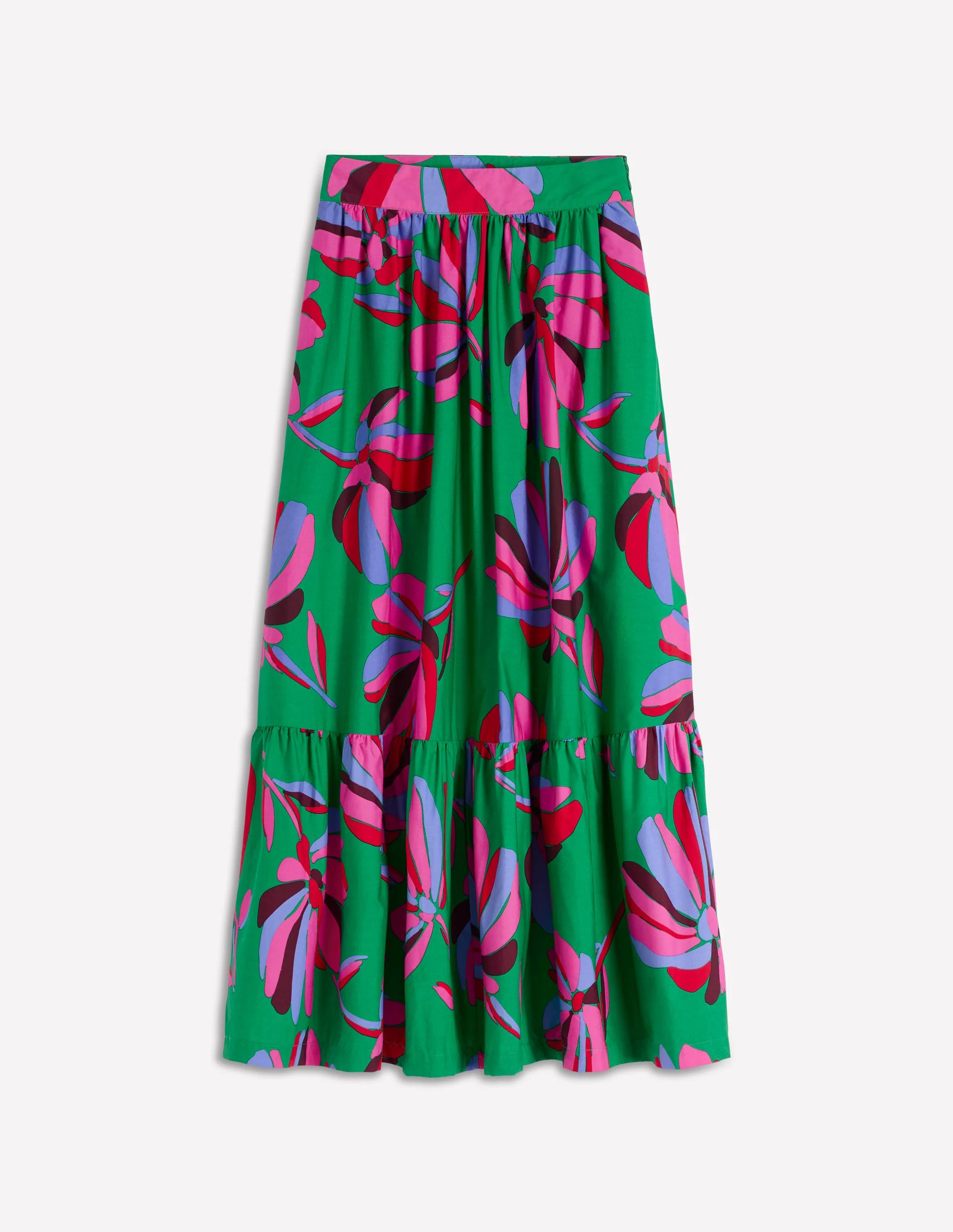 Abigail Poplin Maxi Skirt-Green, Daisy Cascade - Image 7