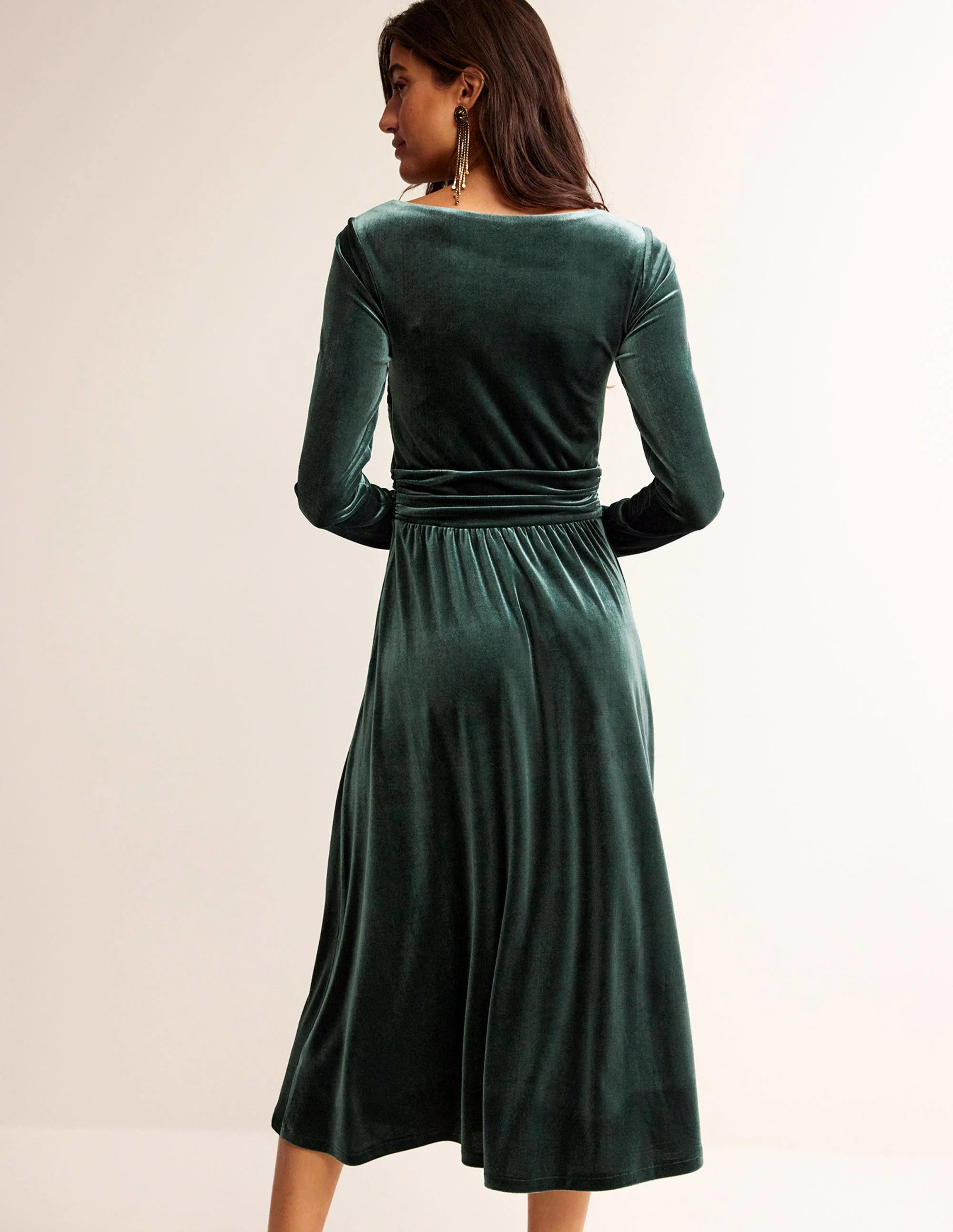 Abigail Velvet Midi Dress-Chatsworth Green - Image 3