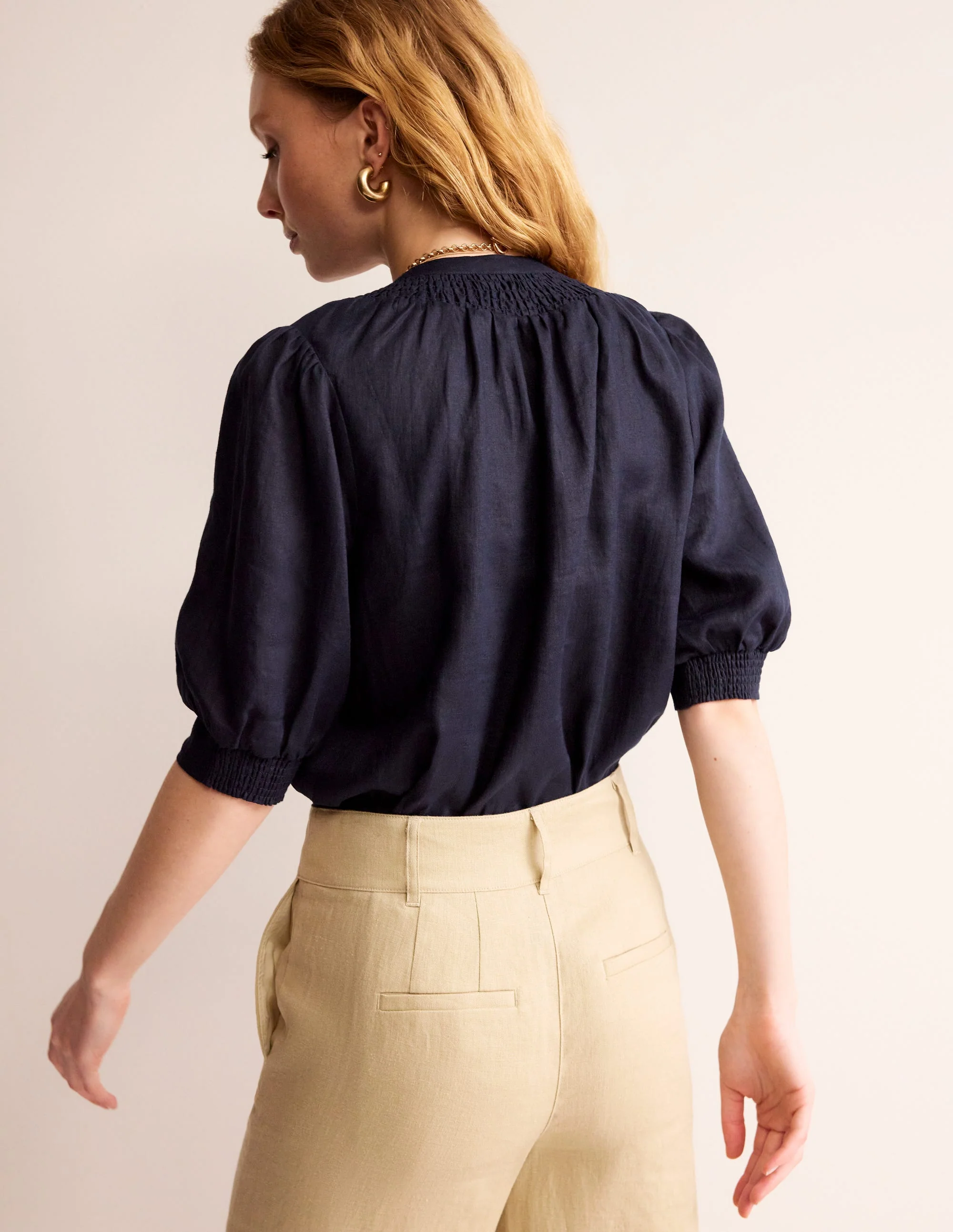 Ada Linen Top-Navy - Image 4
