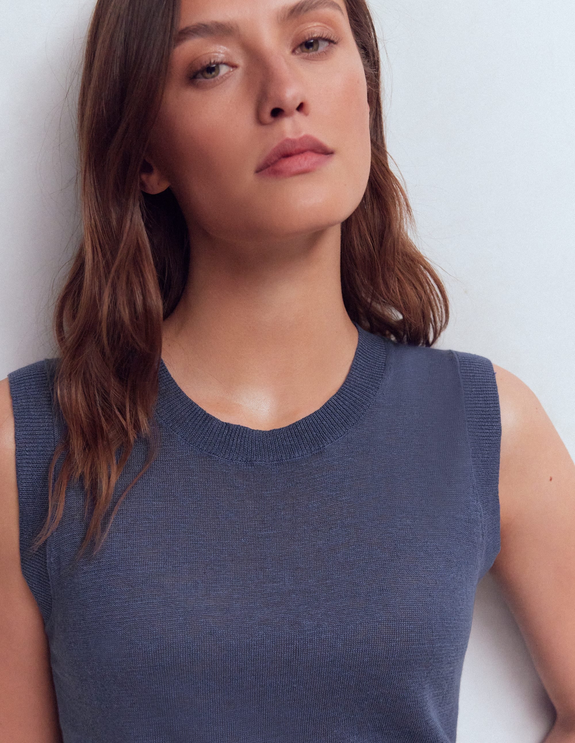 Agnes Linen Tank-Blue - Image 2