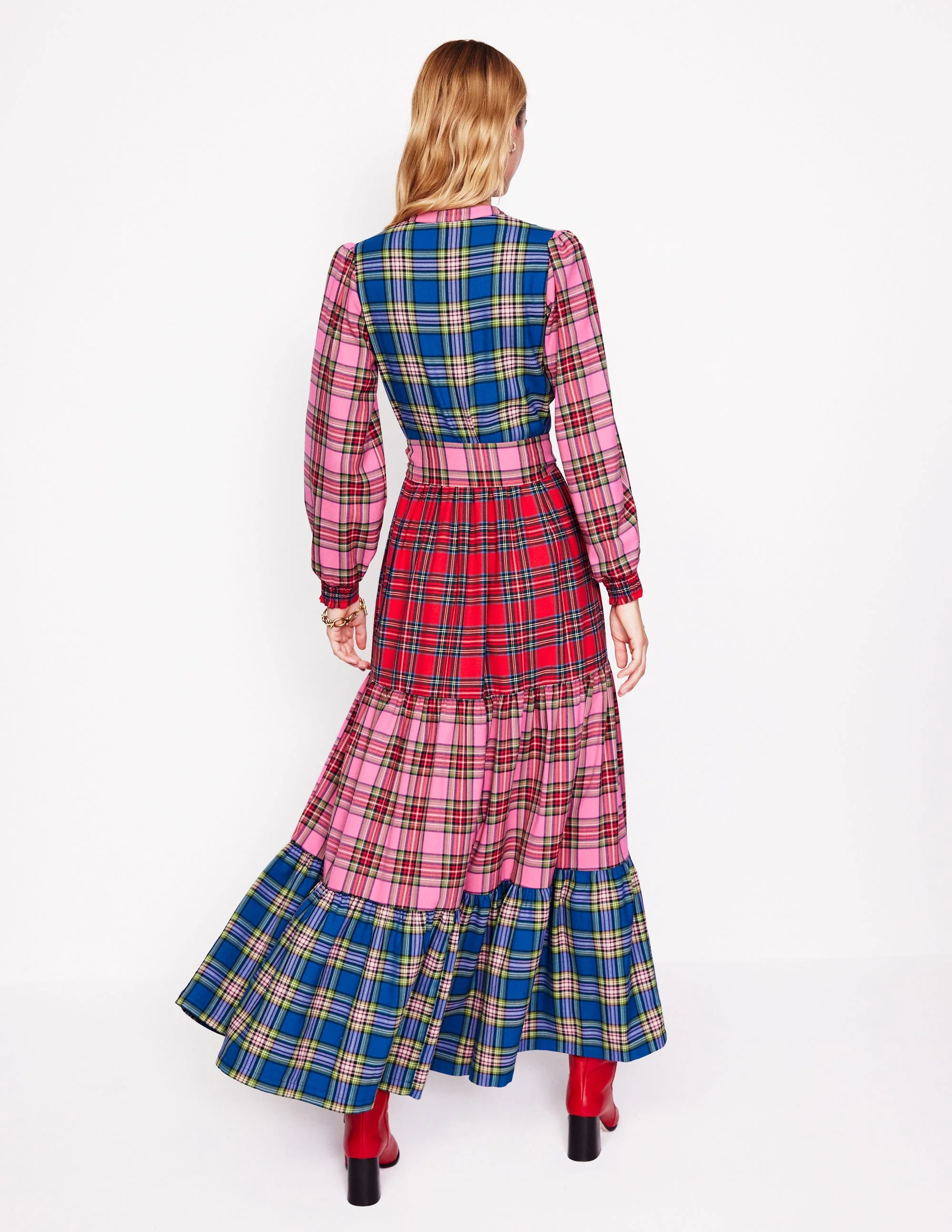 Alba Check Maxi Dress-Multi Hotch Potch Check - Image 4