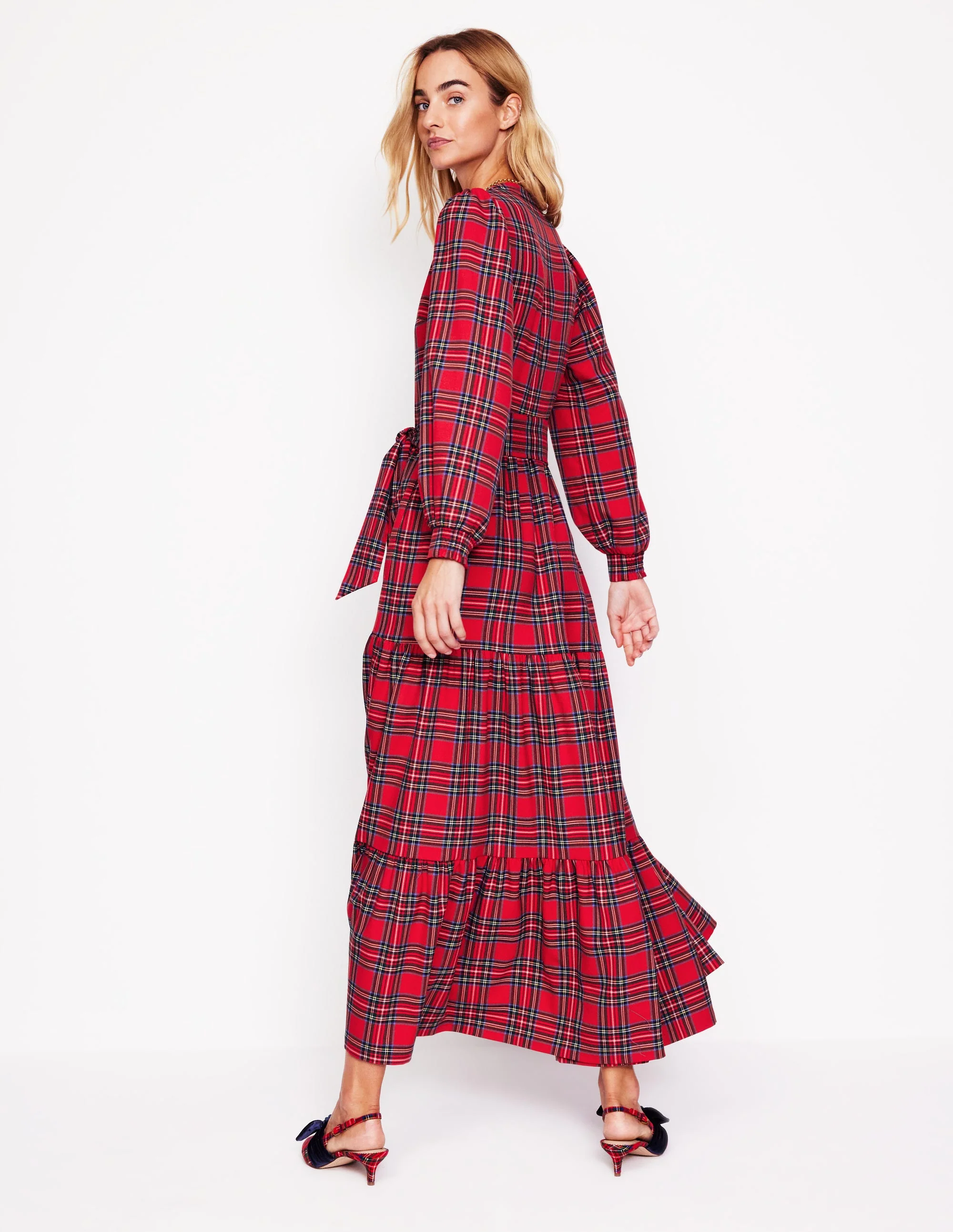 Alba Check Maxi Dress-Red and Blue Check - Image 3