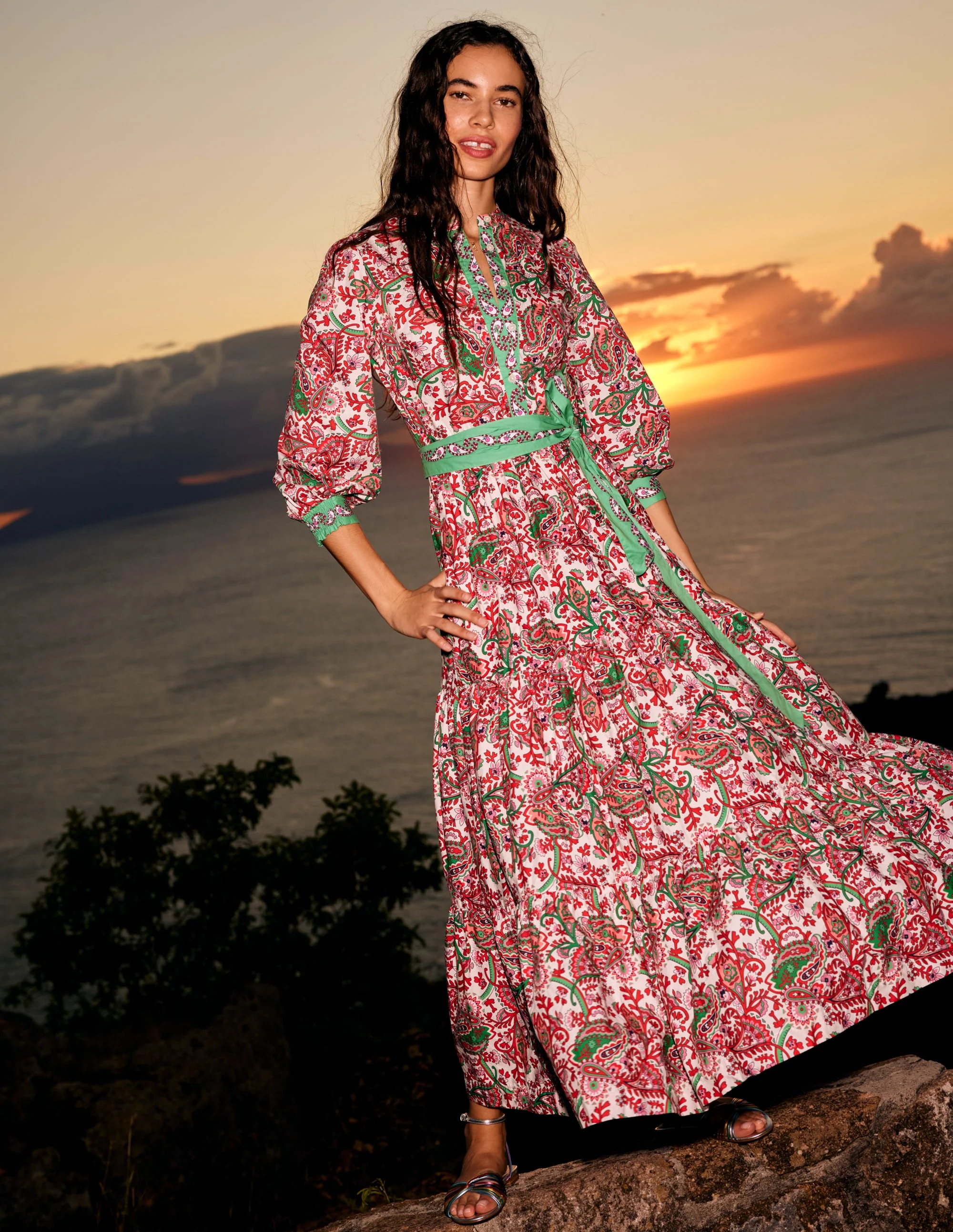 Alba Tiered Cotton Maxi Dress-Multi, Fantastical - Image 7
