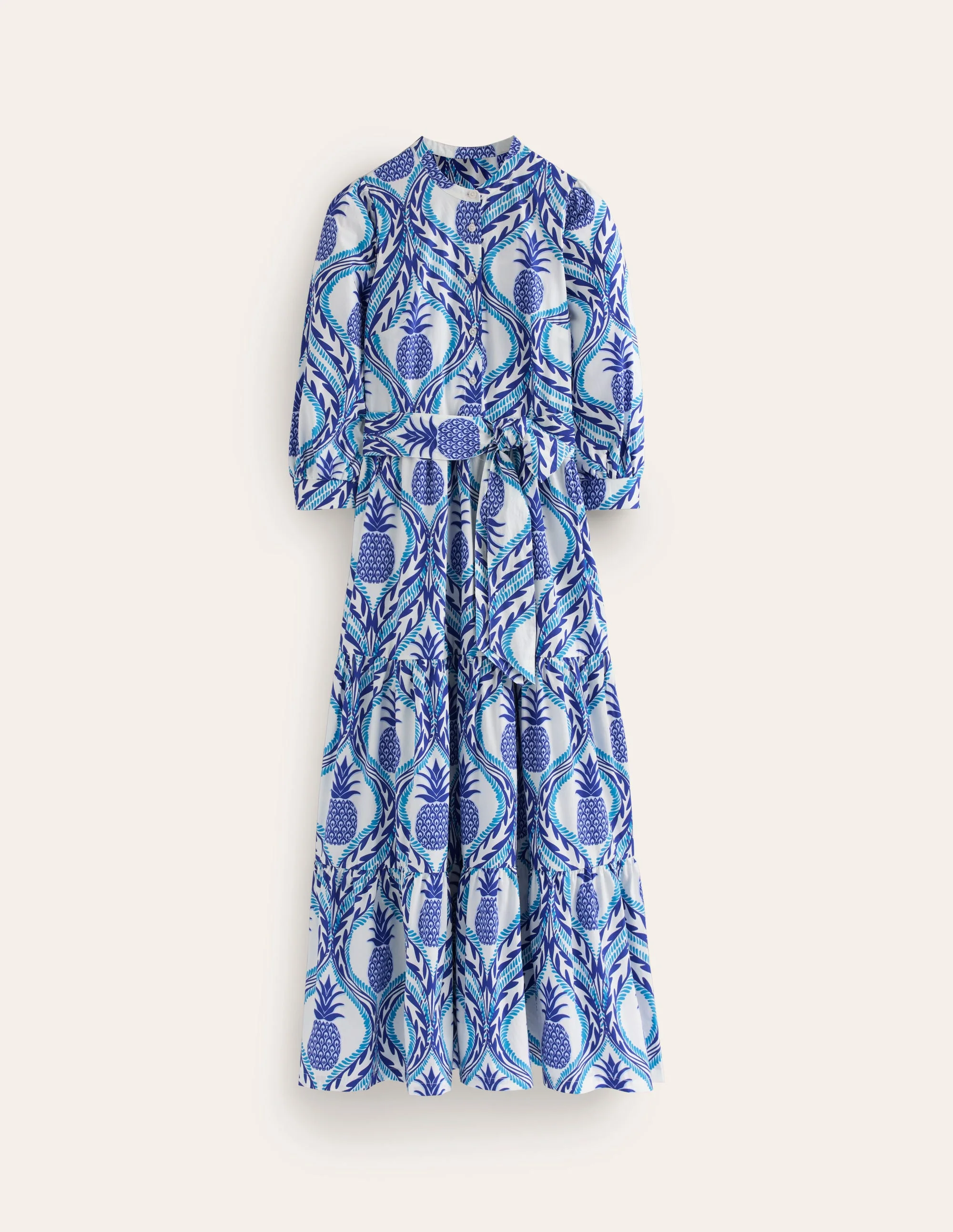 Alba Tiered Cotton Maxi Dress-Surf The Web, Pineapple Wave - Image 7