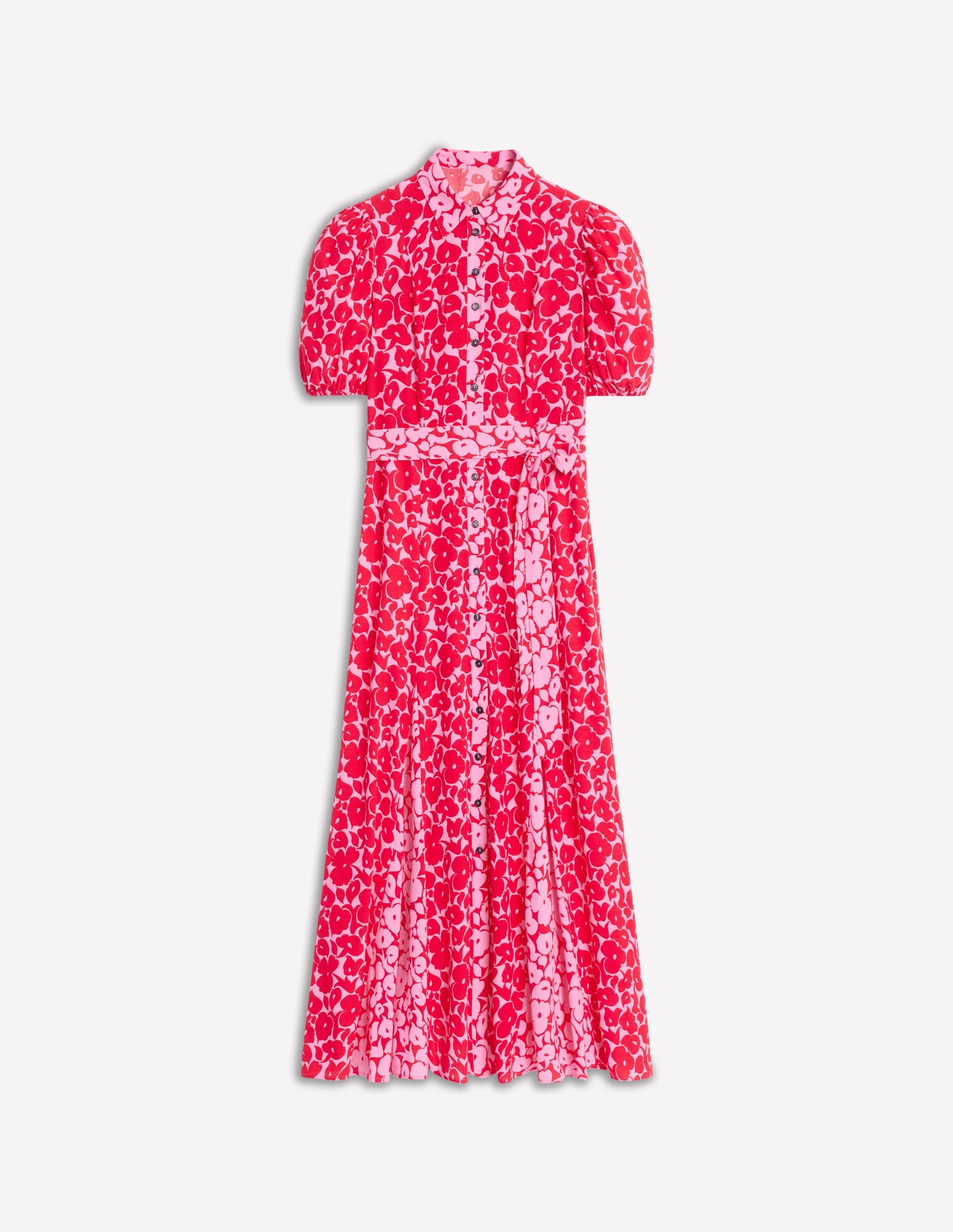 Alegra Midi Shirt Dress-Jewel Red, Leafy Grove - Image 6