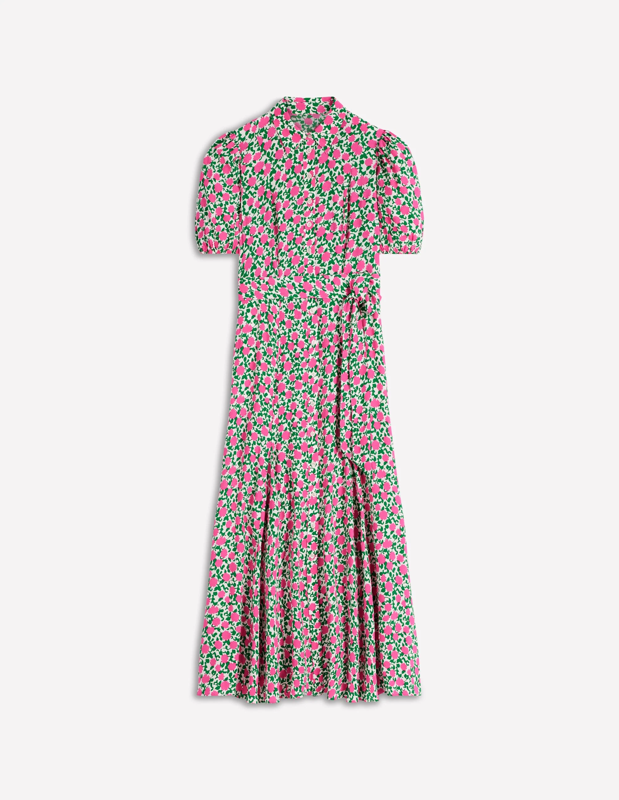 Alegra Midi Shirt Dress-Pink Ribbon, Floweret Vine - Image 7
