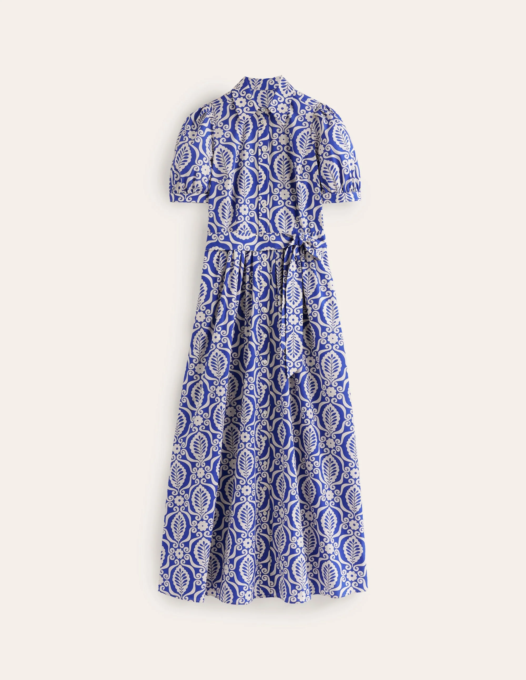 Alexa Maxi Shirt Dress-Mazarine Blue, Foliage Stamp - Image 7