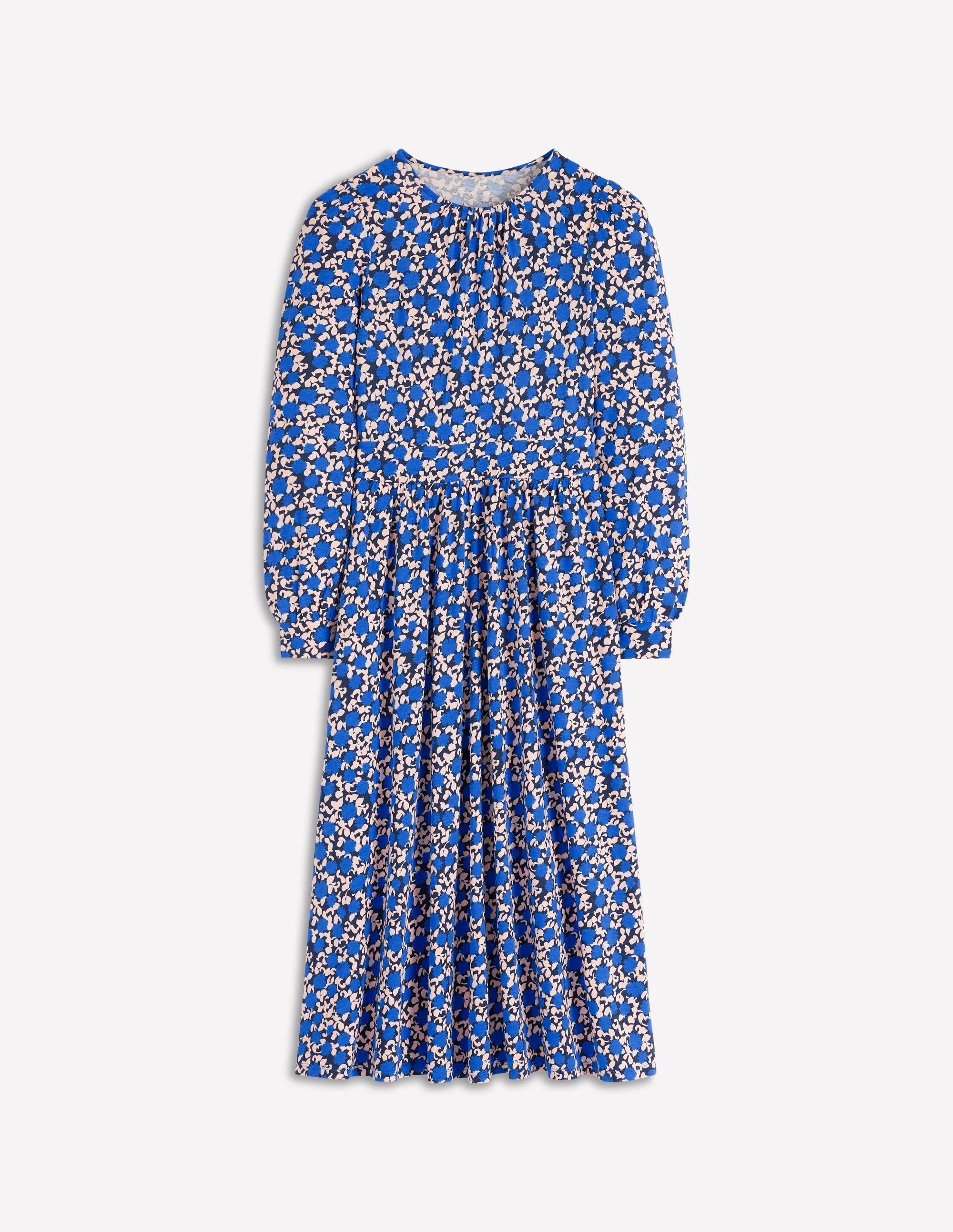 Alexandra Jersey Midi Dress-Kingfisher Blue, Floweret Vine - Image 7