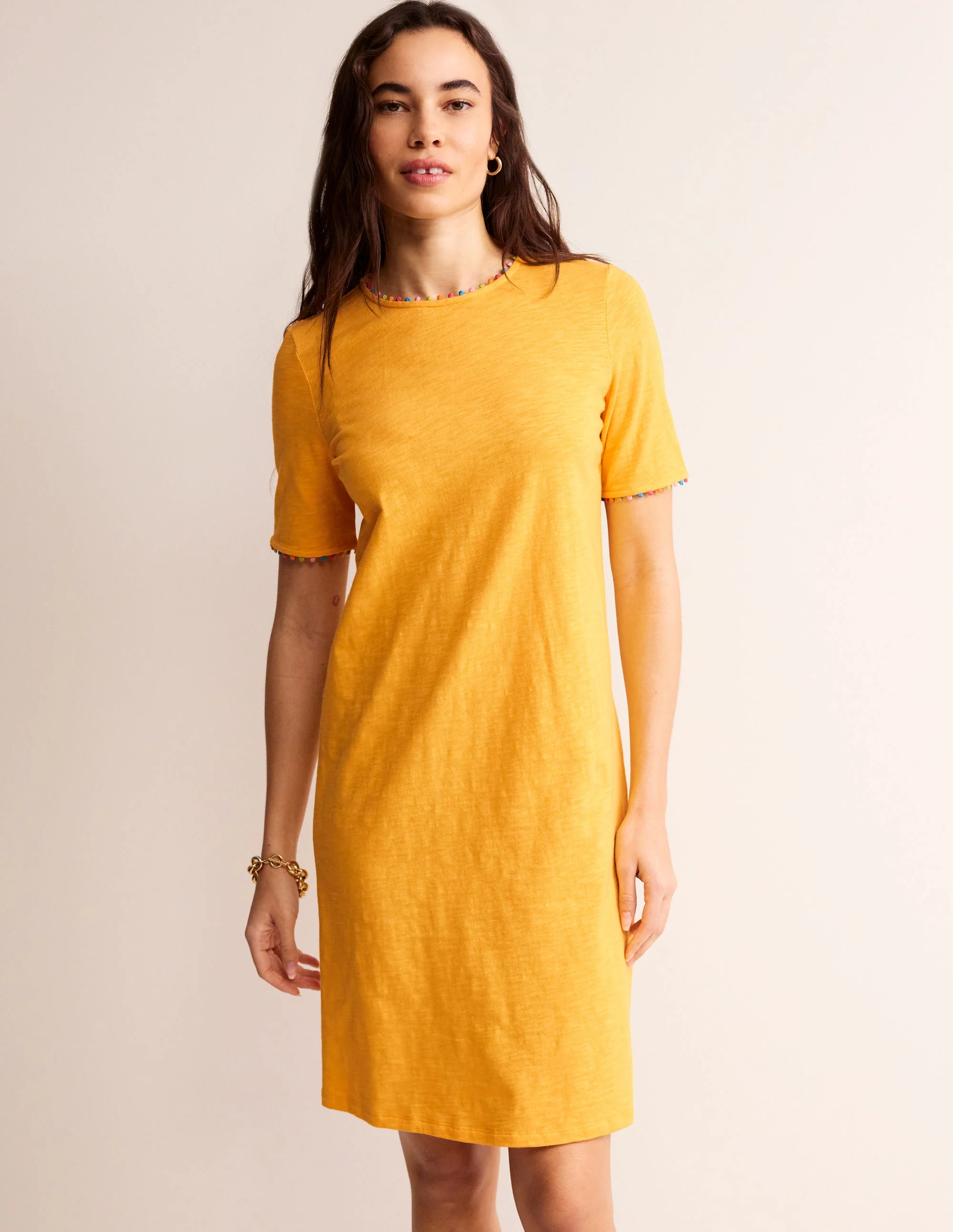 Ali Pom Sleeve Dress-Artisan's Gold - Image 4