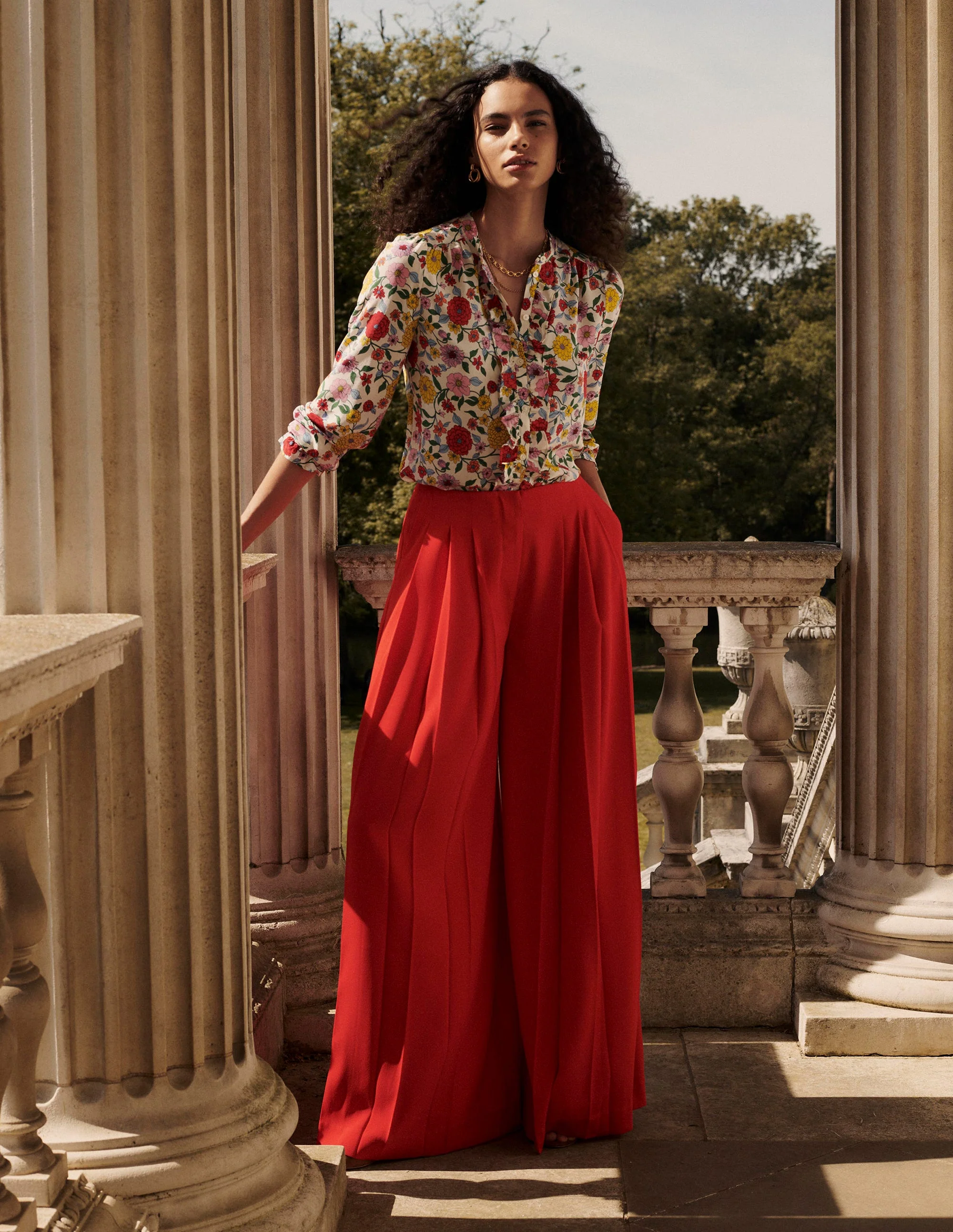Alice Frill Front Silk Top-Multi, Dahlia Trail - Image 7