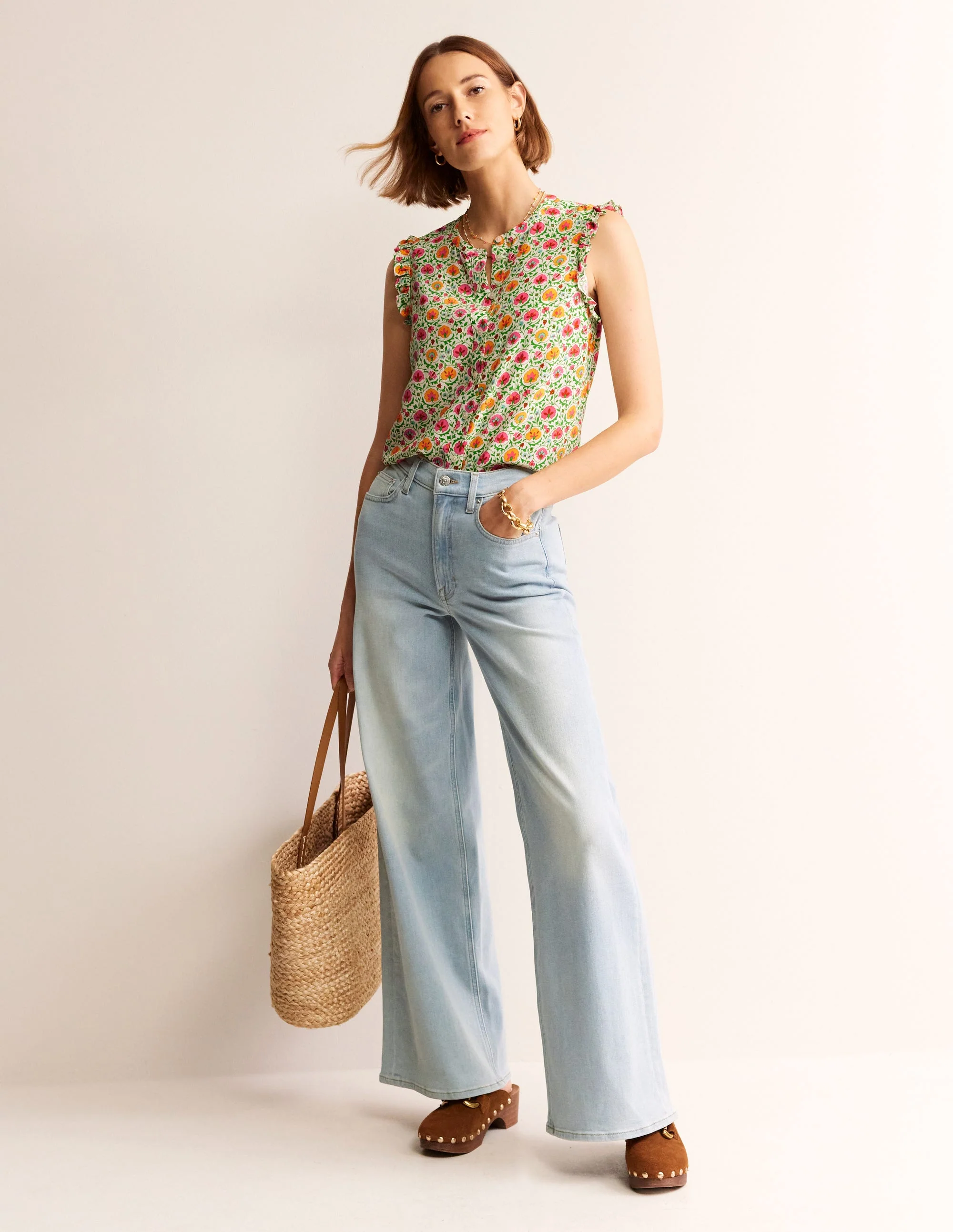 Alicia Button Down Top-Green, Enchanting Bloom - Image 4