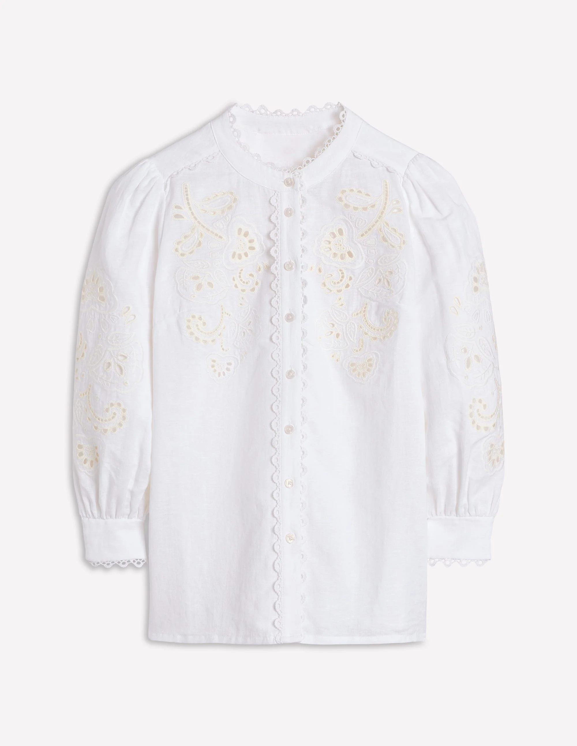 Alicia Cutwork Linen Top-White, Cutwork Embroidery - Image 8