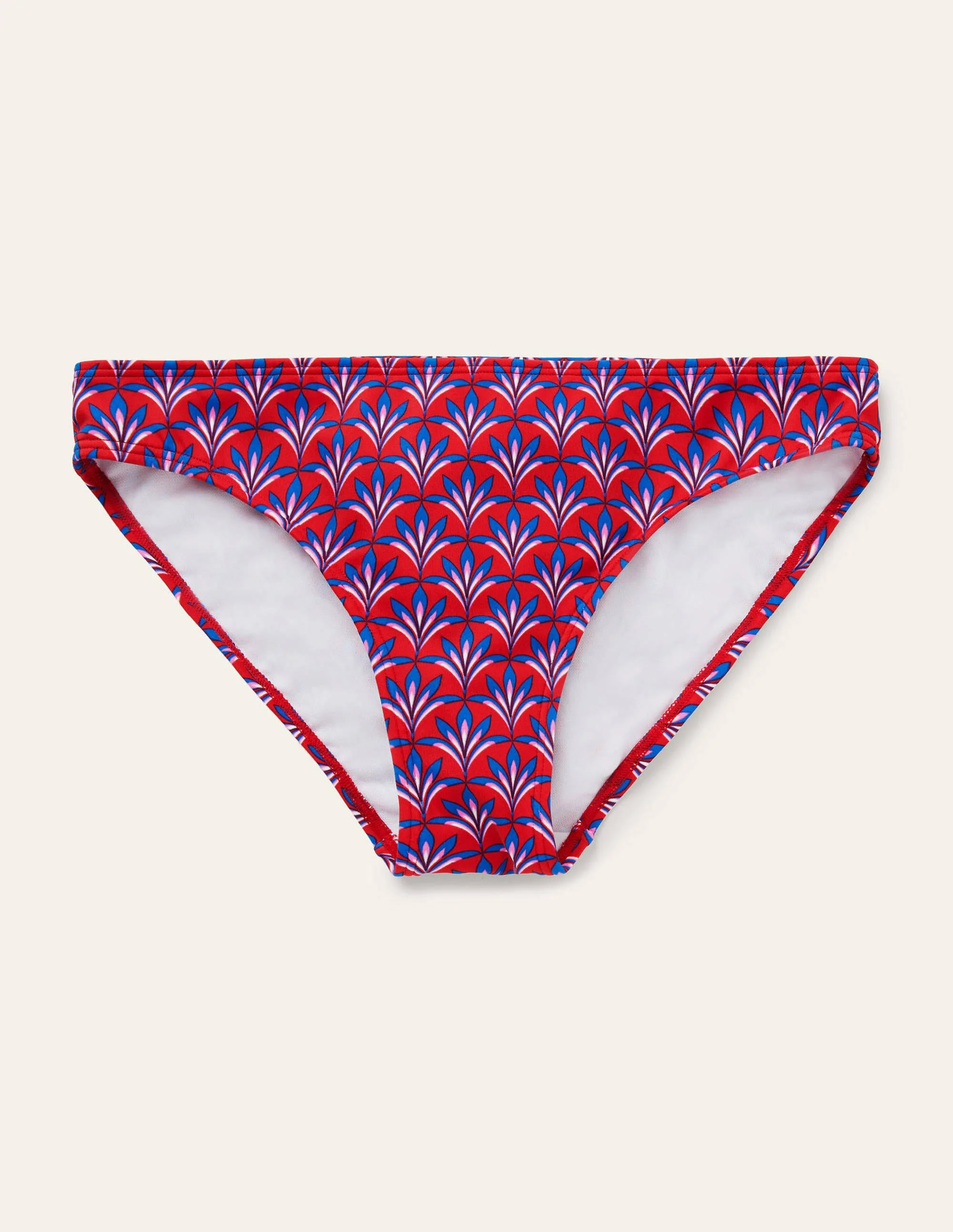 Amalfi Bikini Bottoms-Cherry Red, Palm Petal - Image 5