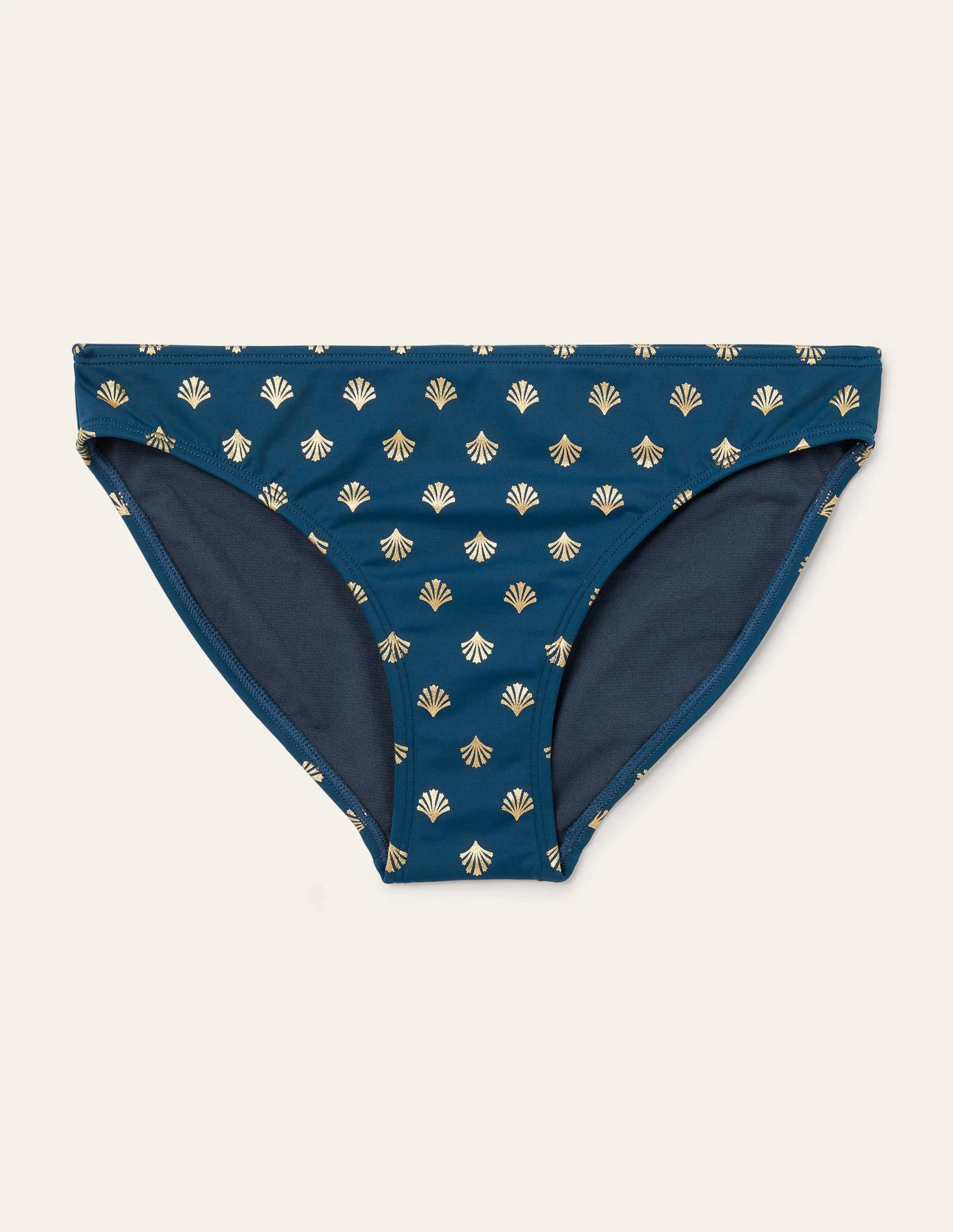 Amalfi Bikini Bottoms-Rich Teal and Gold, Coral Tile - Image 6