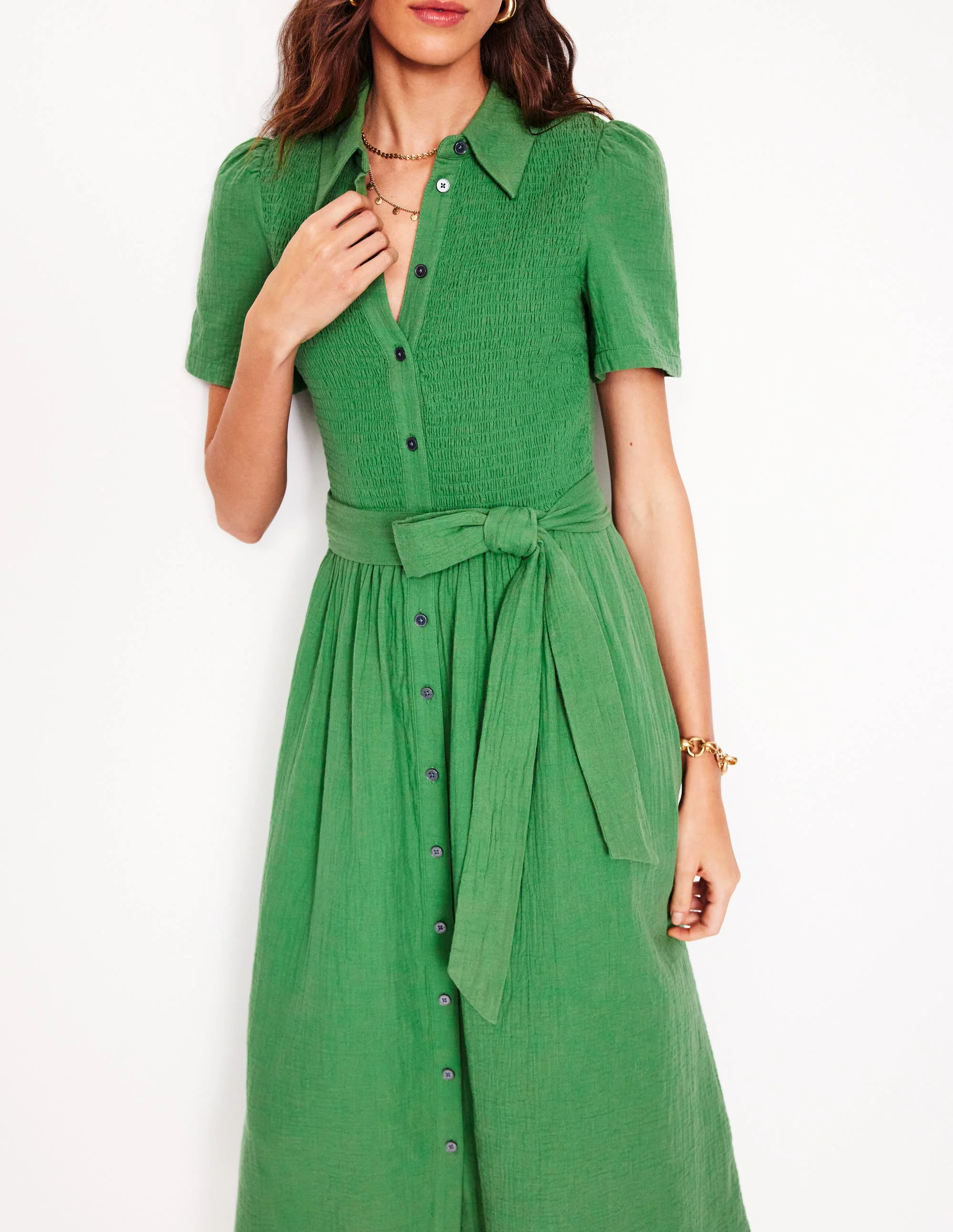 Amber Double Cloth Midi Dress-Paradise Green - Image 2