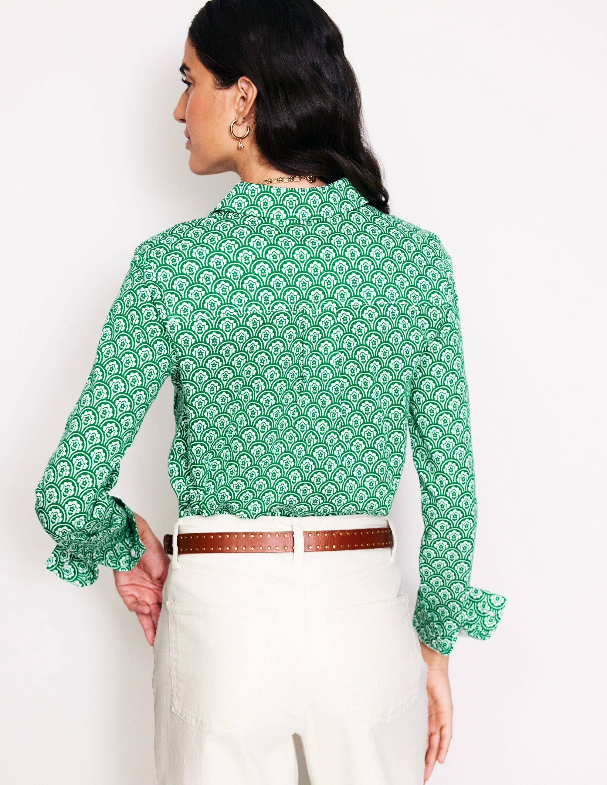 Amelia Jersey Shirt-Green, Trellis Pop - Image 3