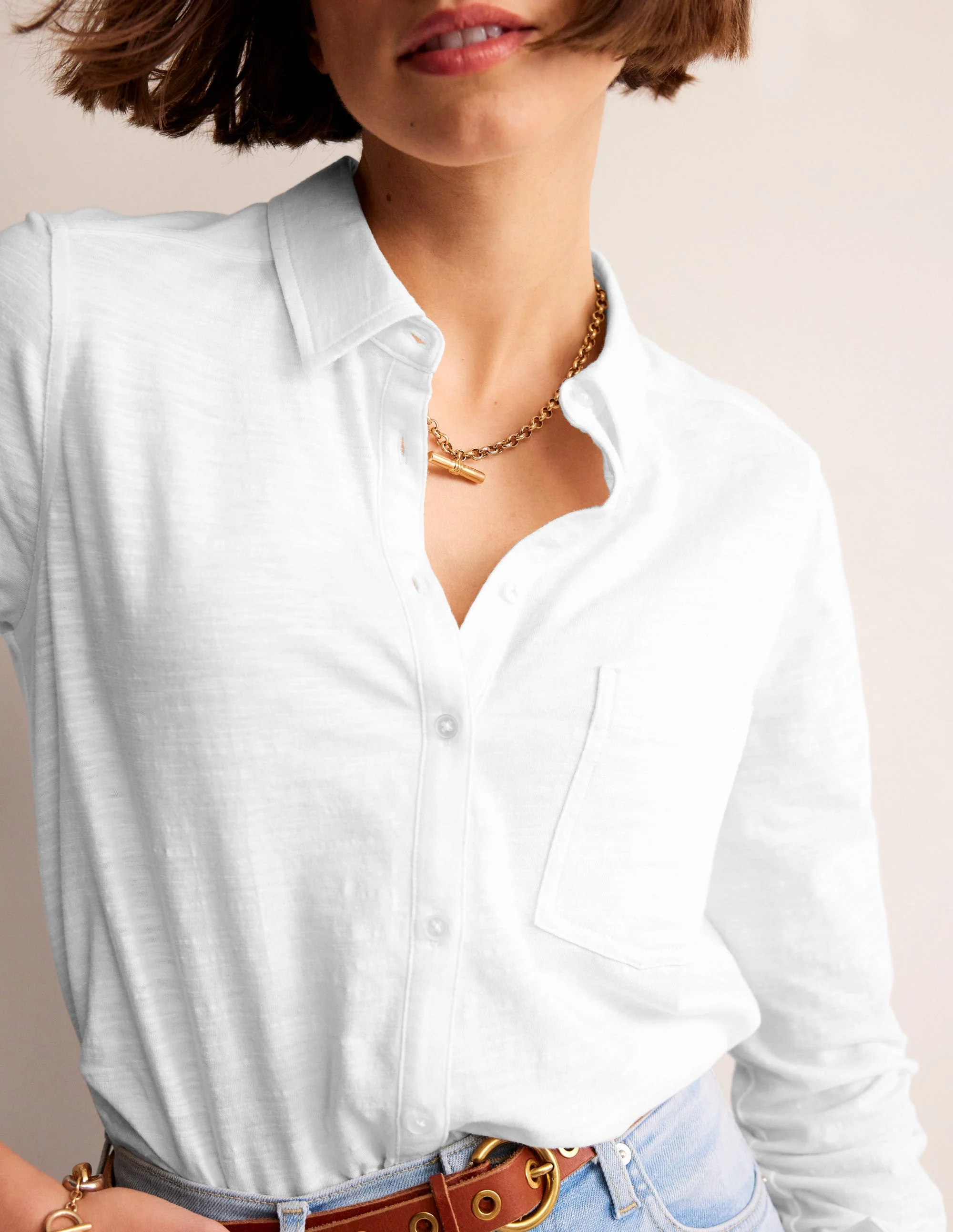 Amelia Jersey Shirt-White - Image 2