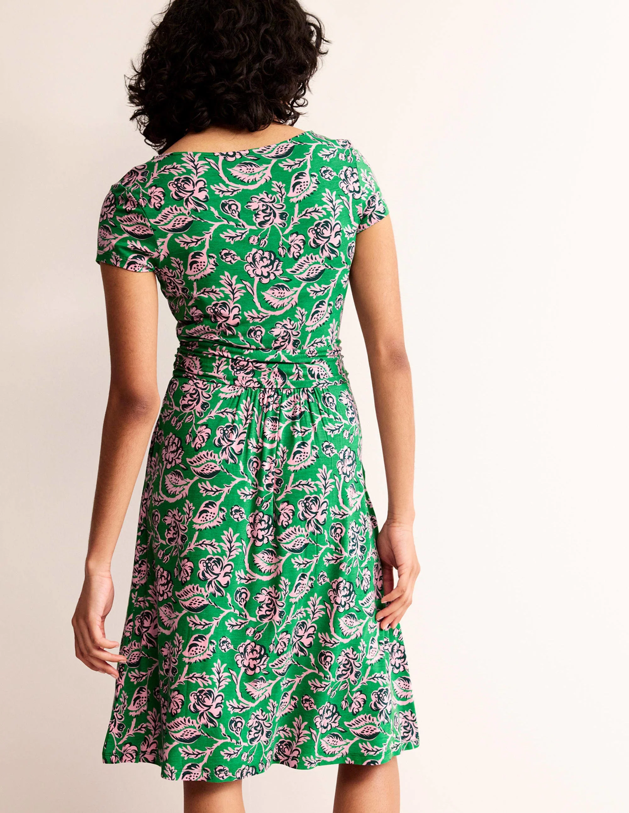 Amelie Jersey Dress-Green Tambourine, Rose Blush - Image 4