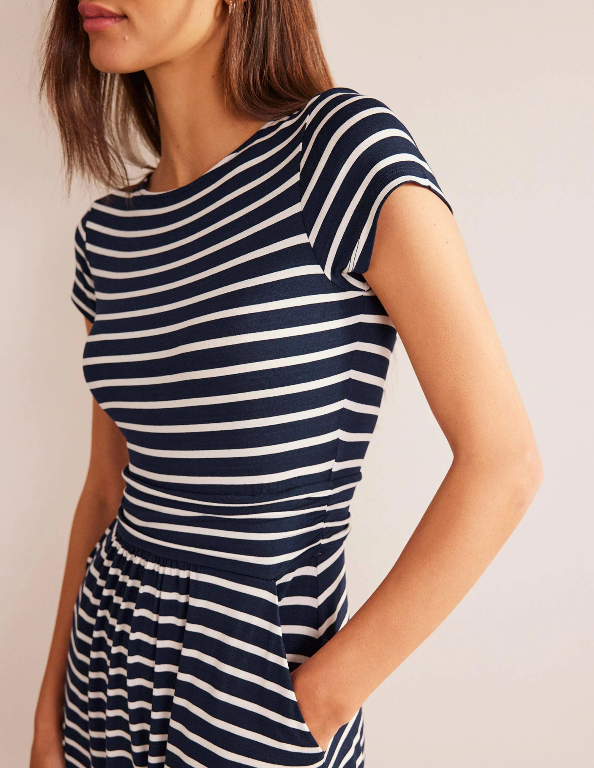 Amelie Jersey Dress-Navy/Ivory - Image 2
