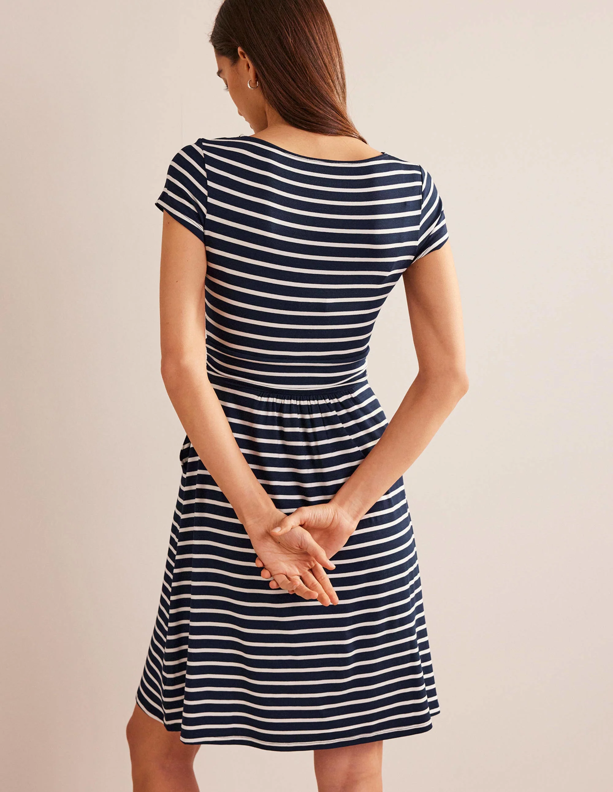 Amelie Jersey Dress-Navy/Ivory - Image 3