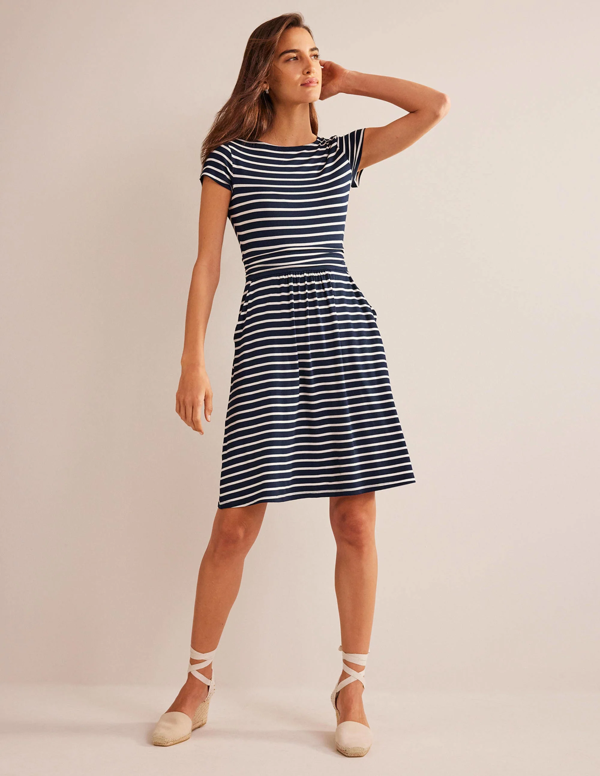 Amelie Jersey Dress-Navy/Ivory - Image 4