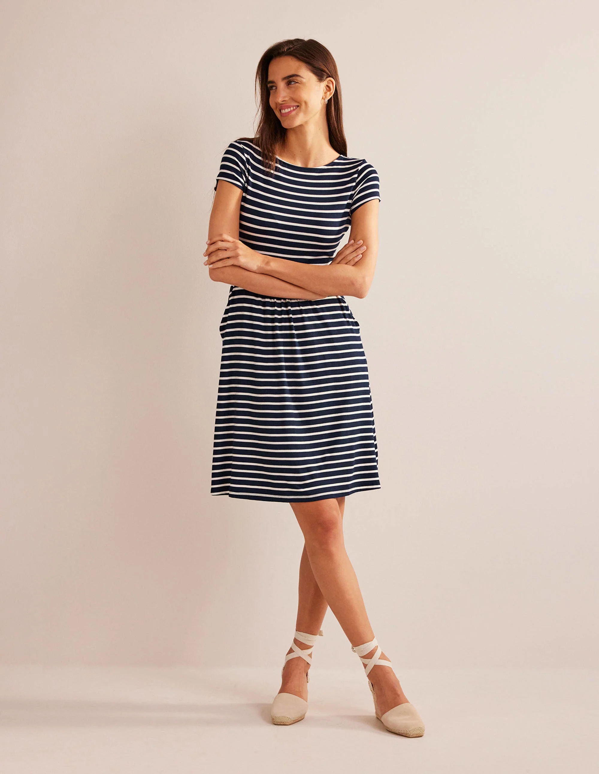 Amelie Jersey Dress-Navy/Ivory - Image 5