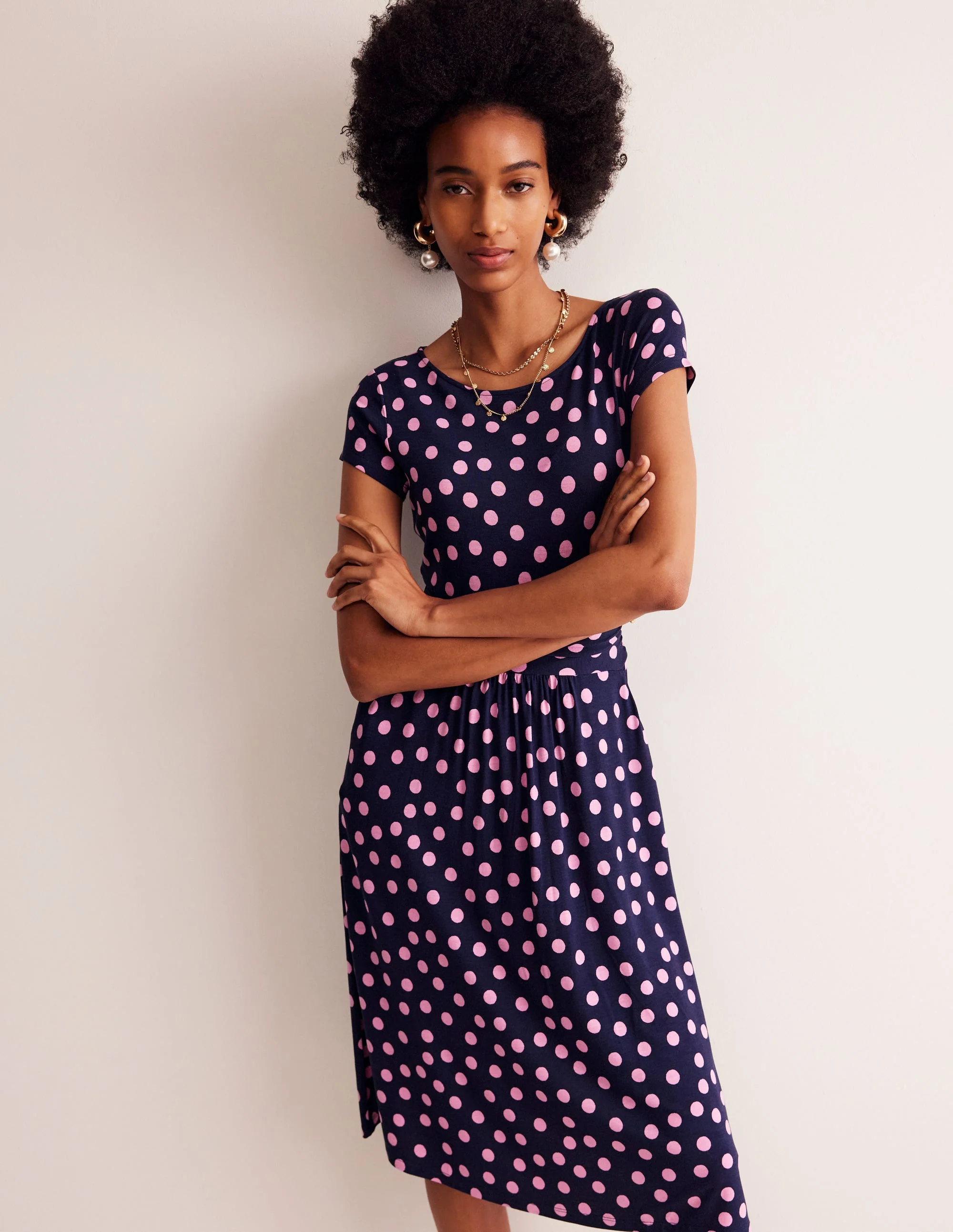 Amelie Jersey Dress-Sherbert, Abstract Dot
