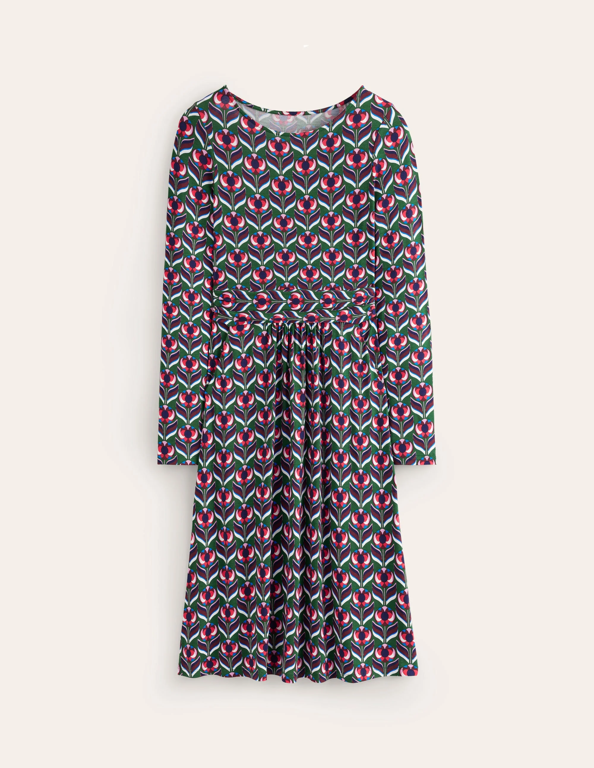 Amelie Long Sleeve Dress-Pine, Blossom Stamp - Image 5