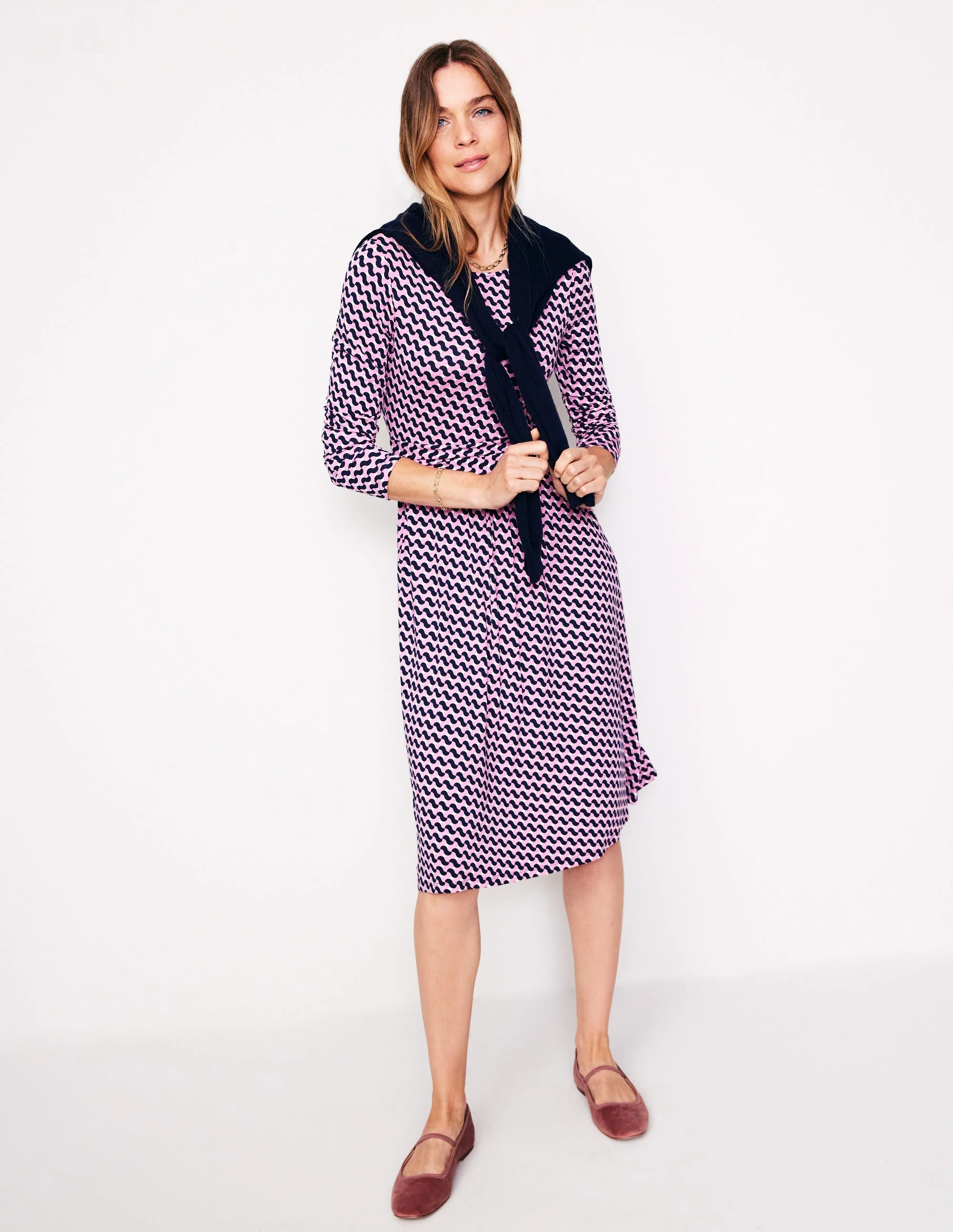 Amelie Long Sleeve Dress-Sherbert, Terrace Swirl - Image 4