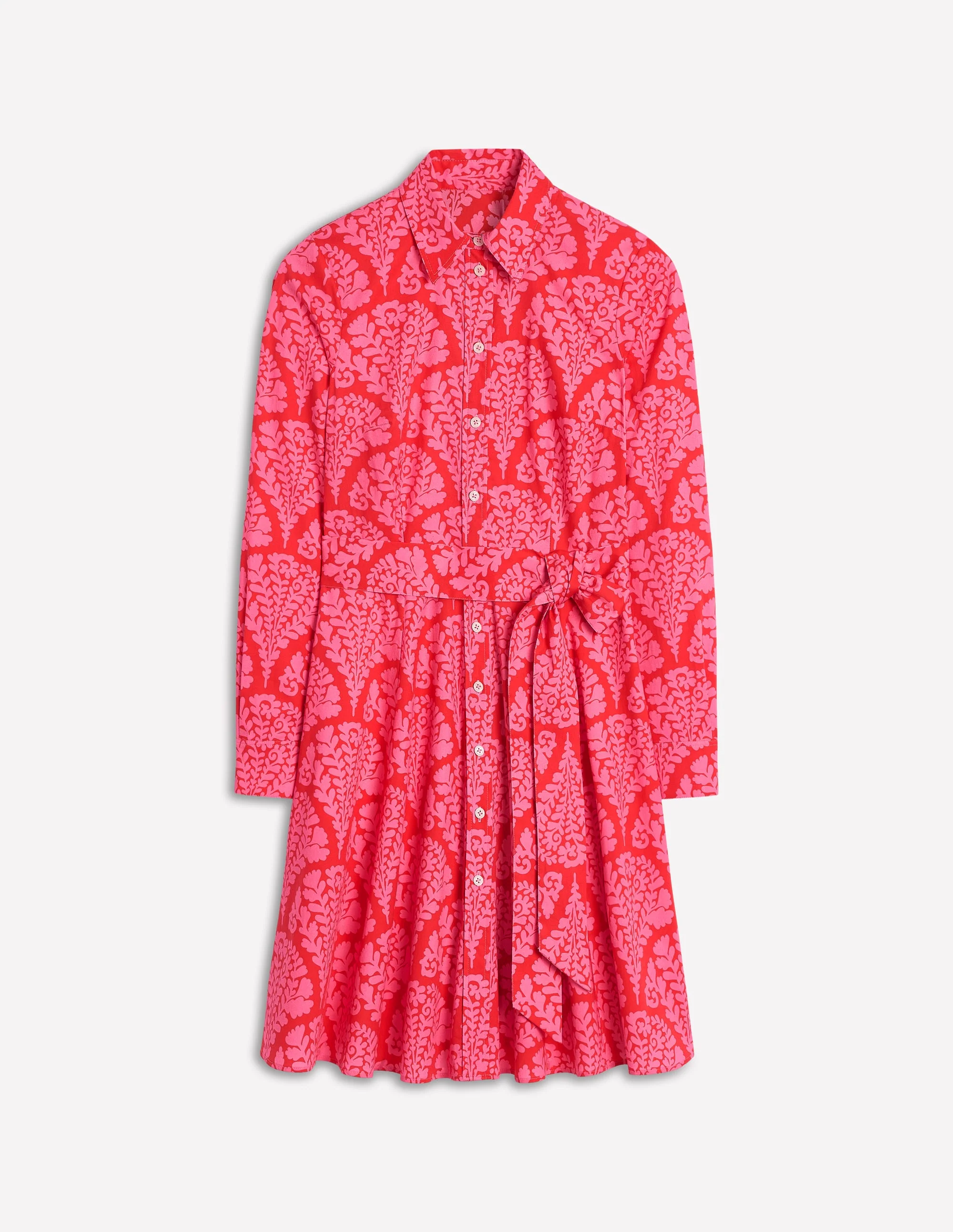 Amy Cotton Short Shirt Dress-Poppy Red, Blossomy - Image 5