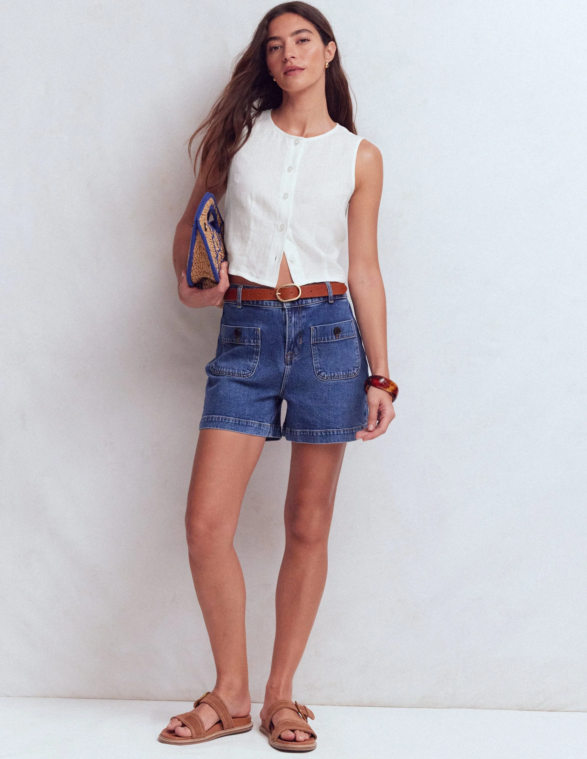 Andrea Linen Shell Top-White - Image 5